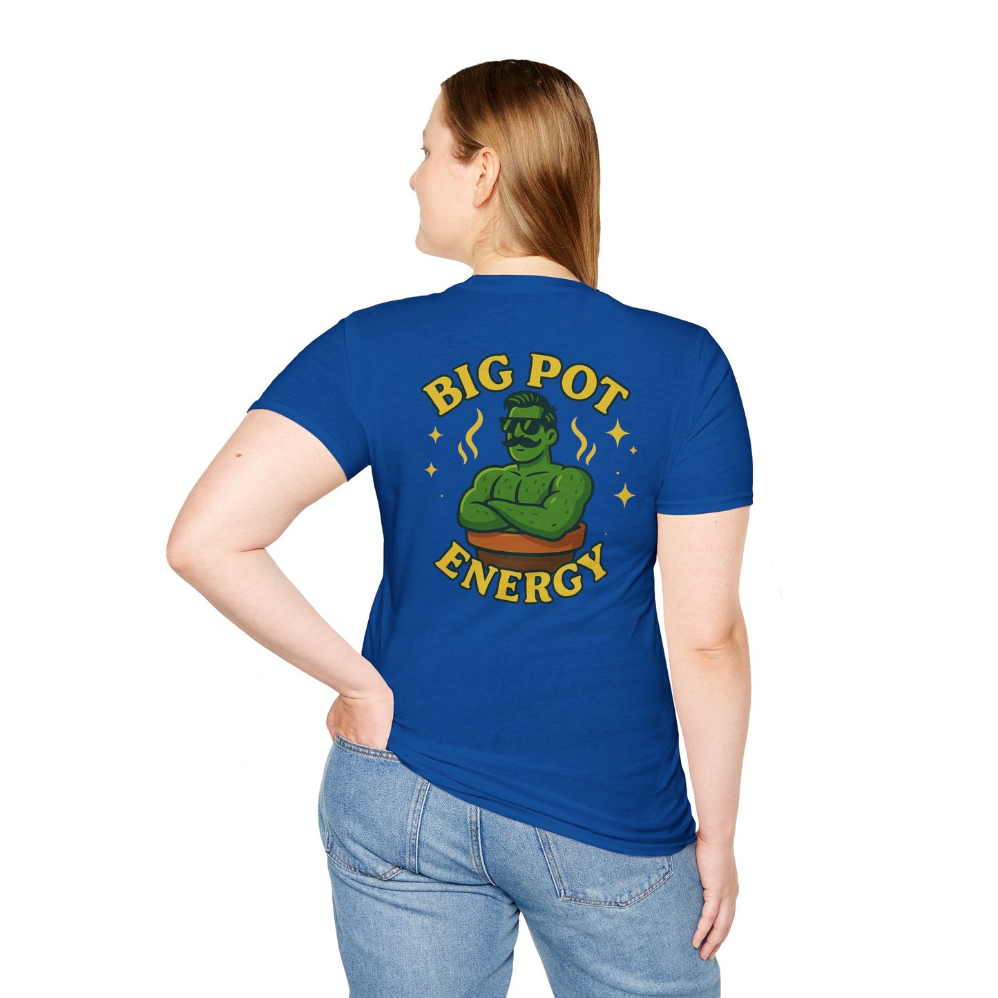 Big Pot Energy T-Shirt | Funny Plant Pot Character | 2 Sided Men's T-Shirt Plant Lover