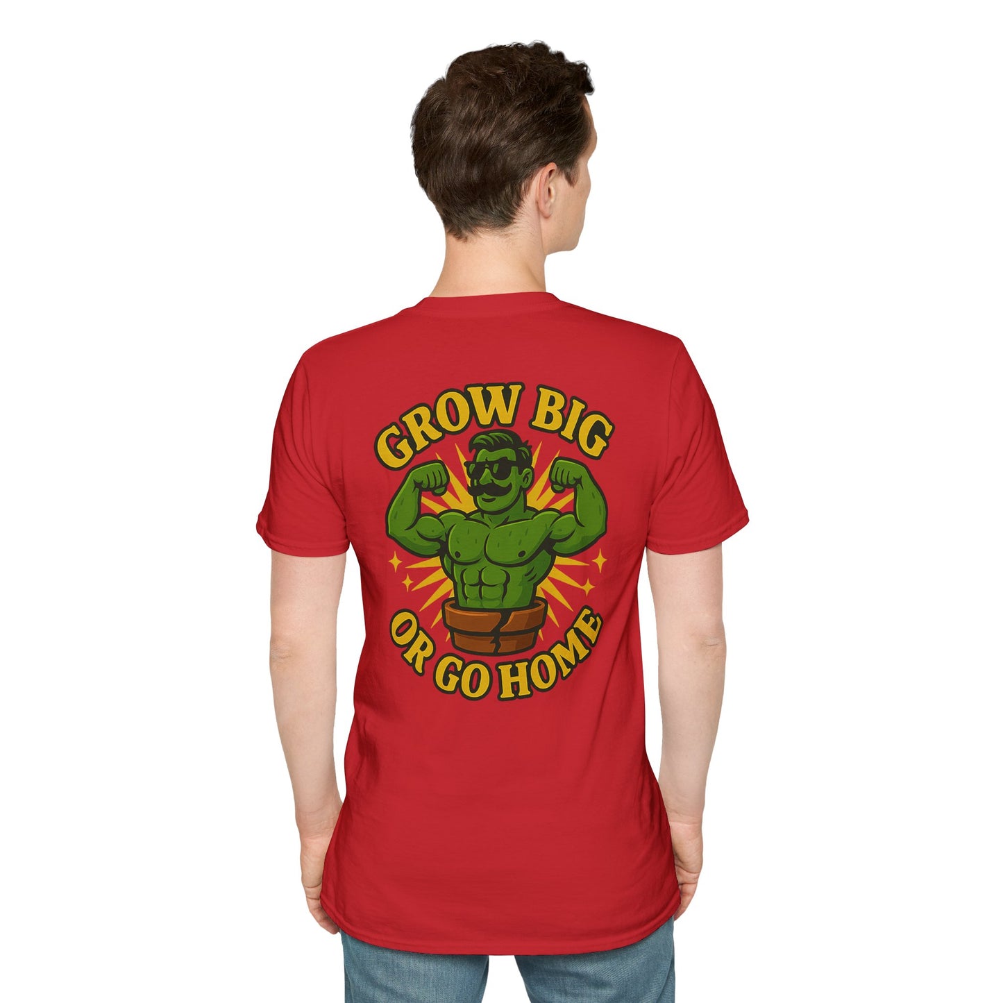 Grow Big or Go Home T-Shirt | Muscular Hulk Plant Fitness Graphic | 2 Sided Men's T-Shirt Plant Lover