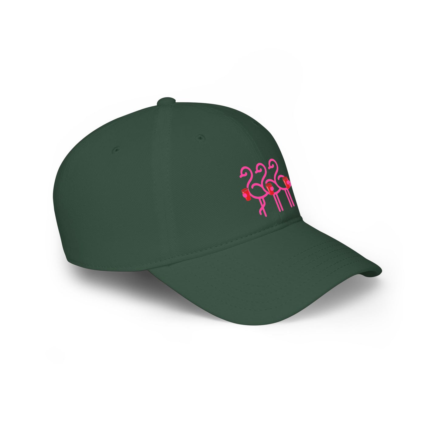 Three Pink Flamingos Baseball Cap | Tropical Bird Embroidery | Red Cup Throuple Life