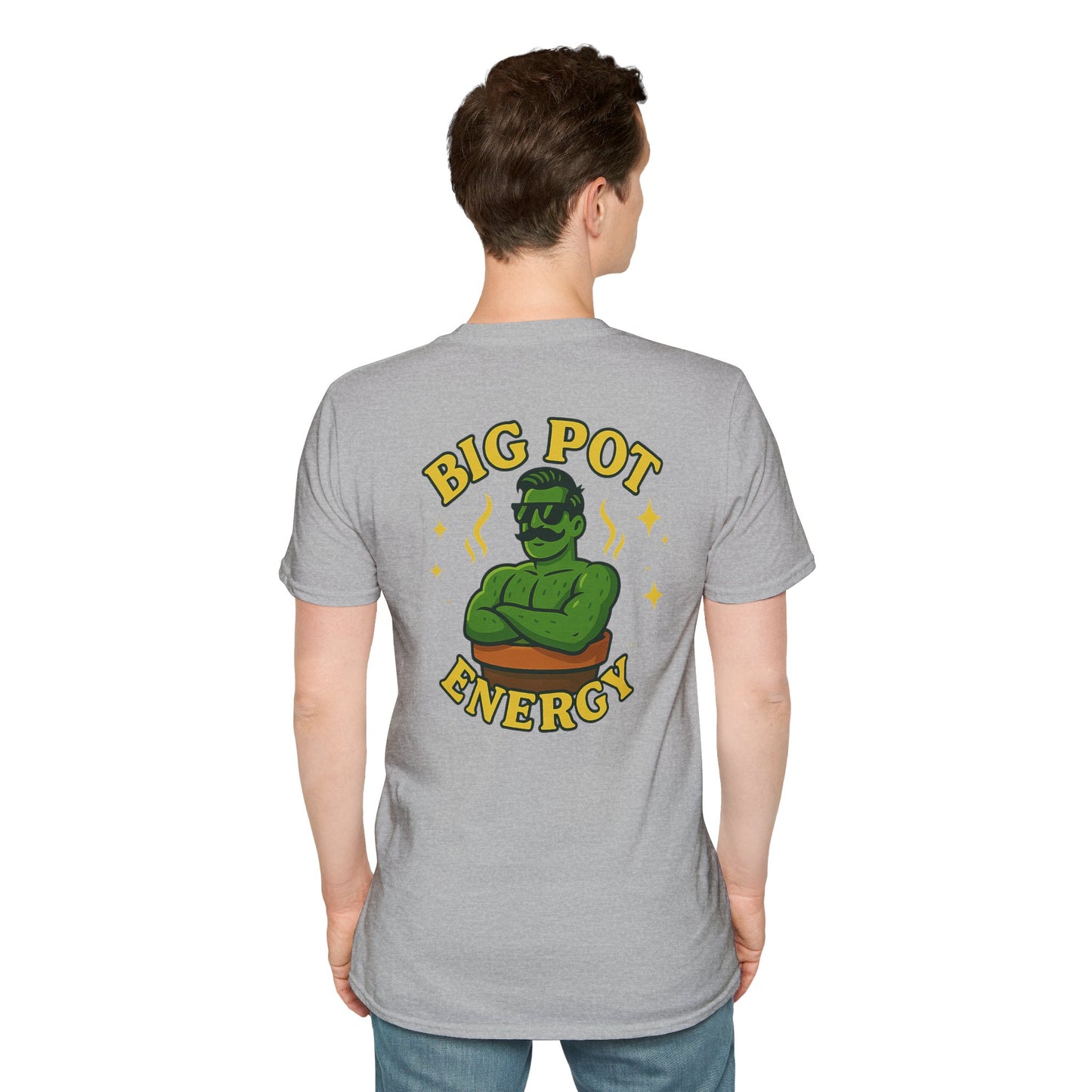 Big Pot Energy T-Shirt | Funny Plant Pot Character | 2 Sided Men's T-Shirt Plant Lover