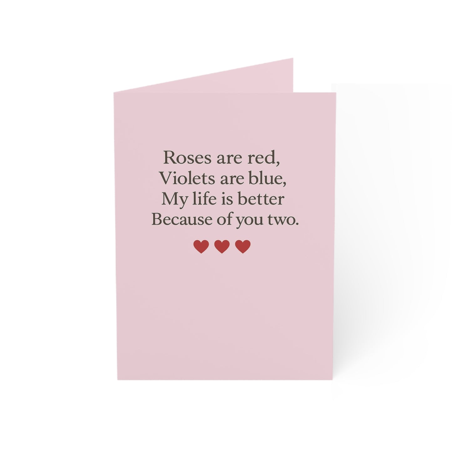 Roses are red poem Greeting Card | Pink card with hearts | Throuple Valentine's Day Card