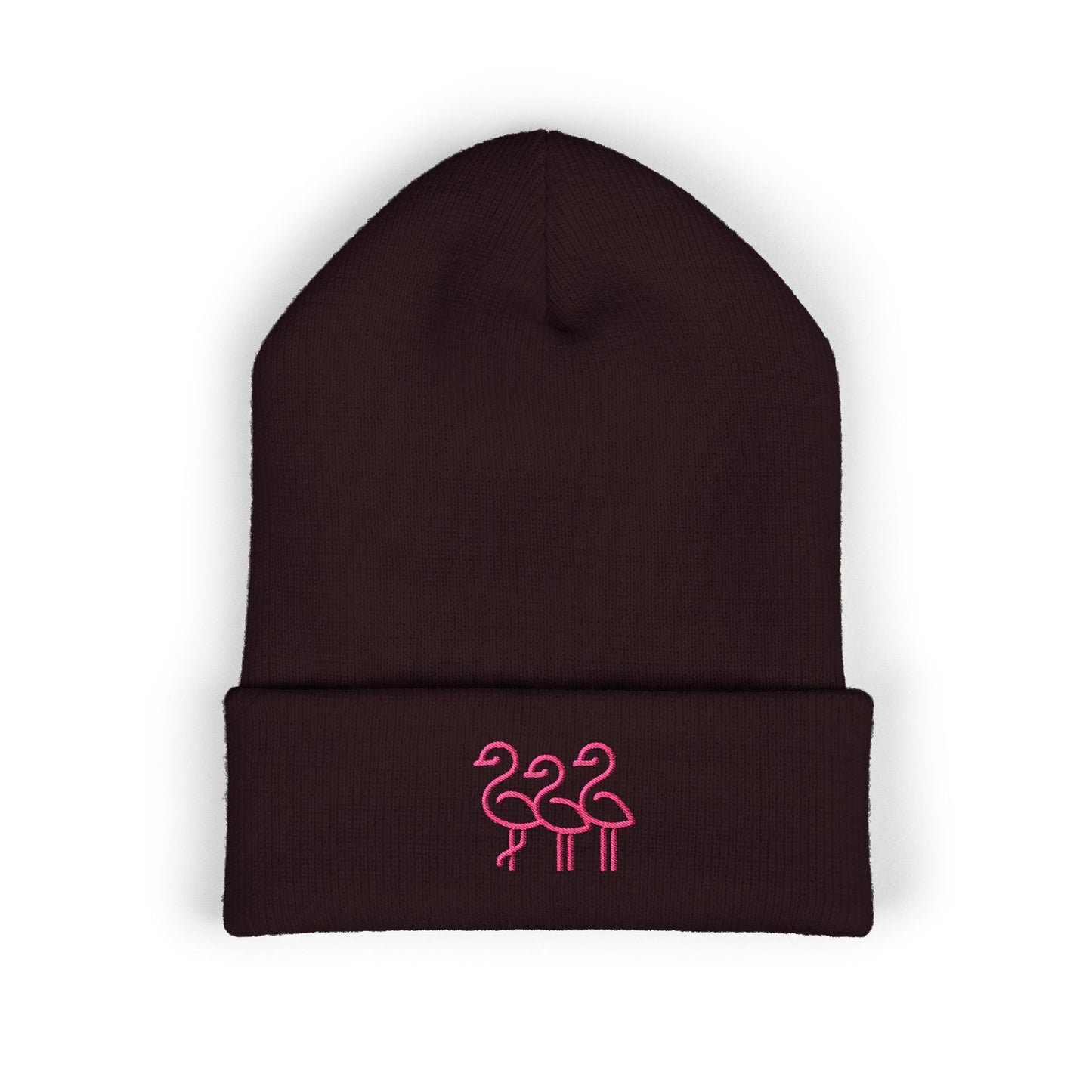 Pink Flamingo Trio Soft Beanie | Cuffed Embroidered Beanie | Throuple Gift Ideas