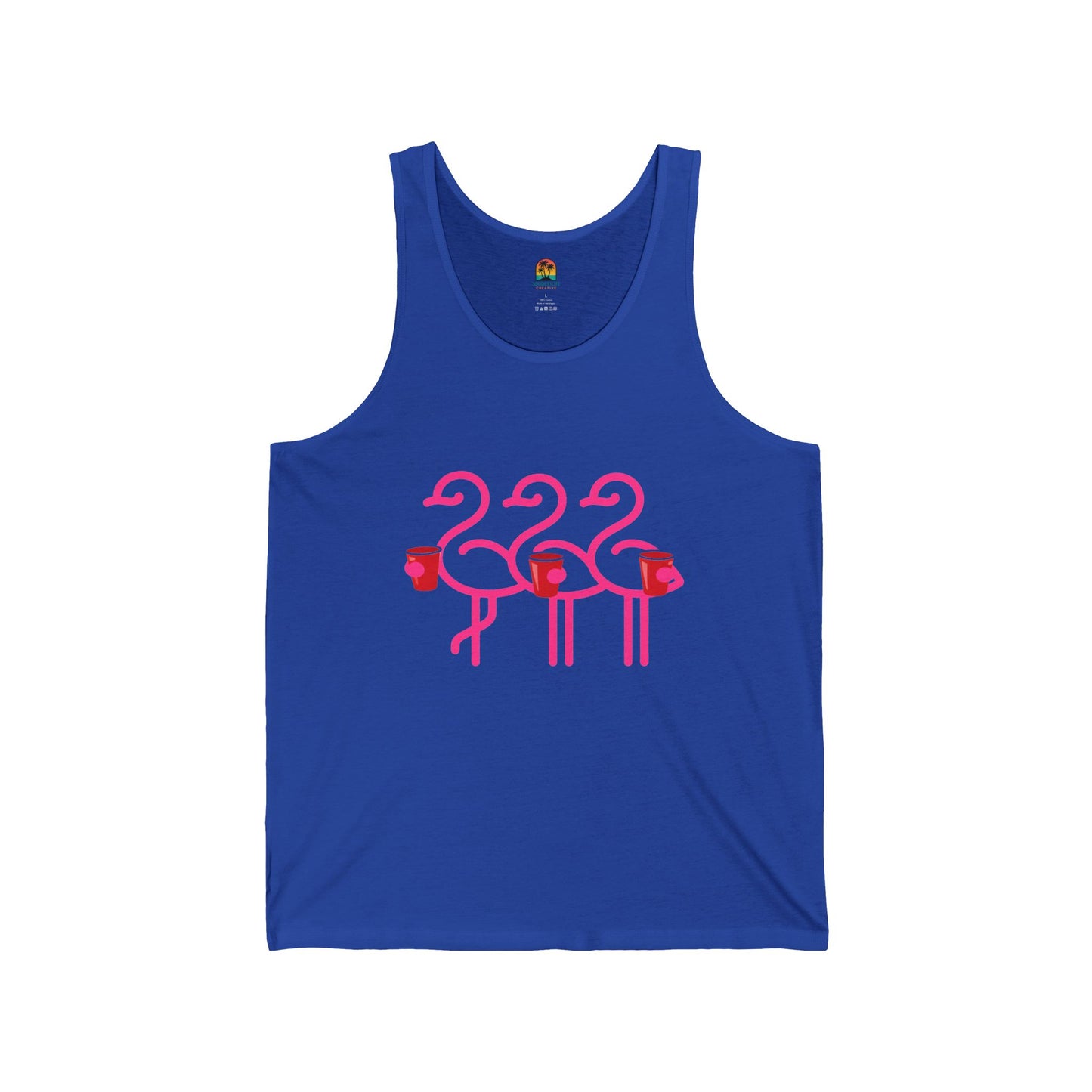 Pink Flamingo Trio Tank | Tropical Summer Beach Party | Red Cup Throuple Life