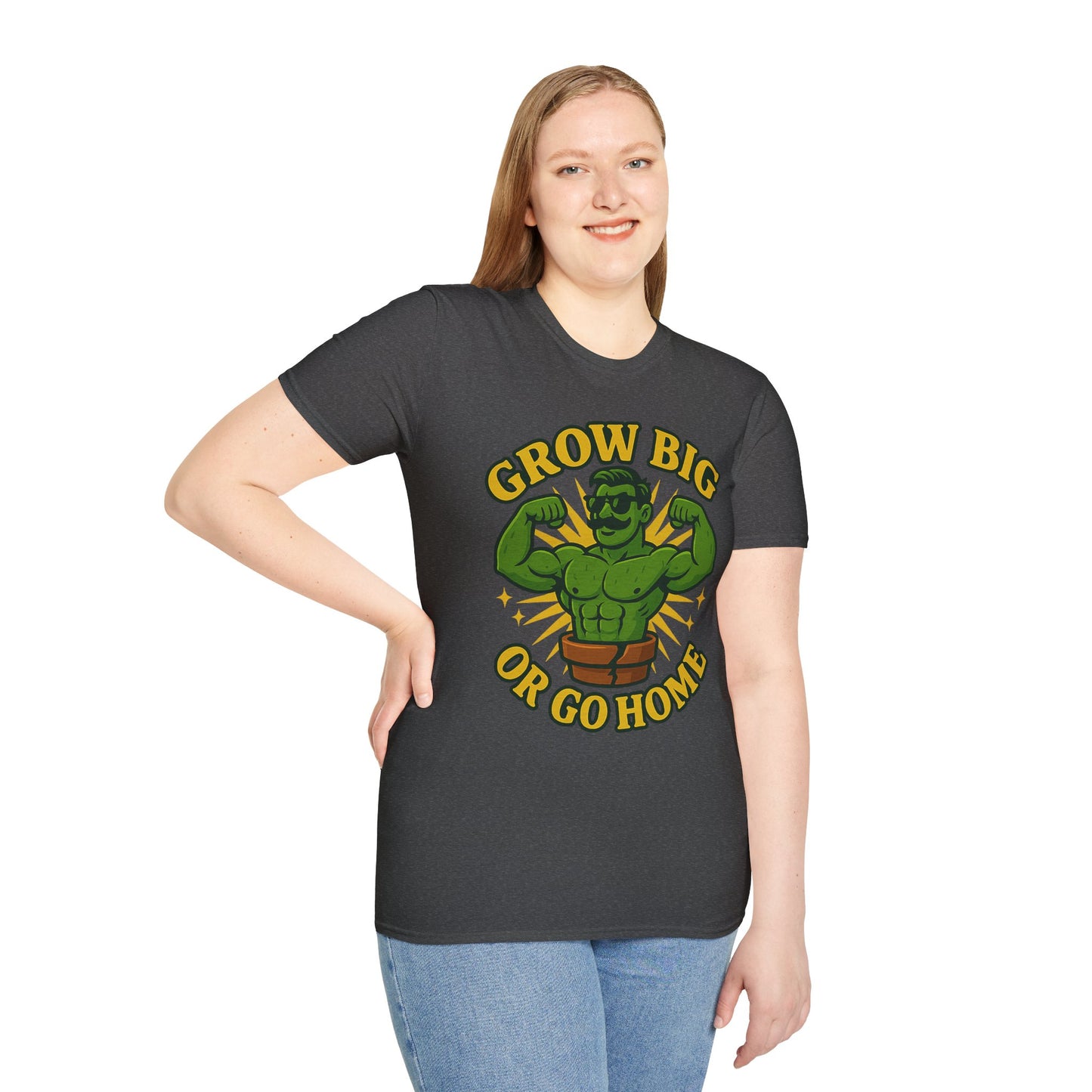 Grow Big or Go Home Plant Monster T-Shirt | Muscle Succulent Graphic Tee | Men's T-Shirt Plant Lover