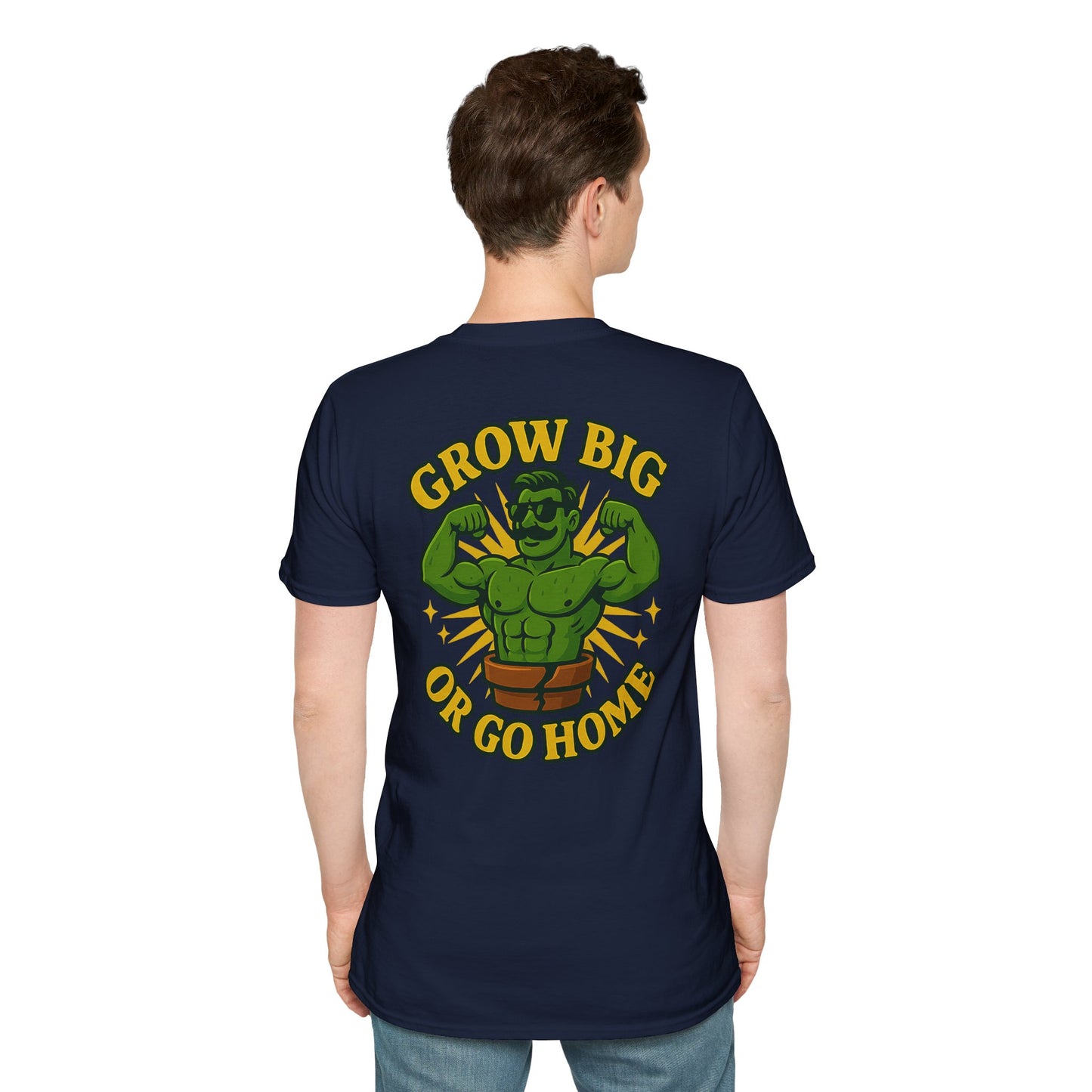 Grow Big or Go Home T-Shirt | Muscular Hulk Plant Fitness Graphic | 2 Sided Men's T-Shirt Plant Lover