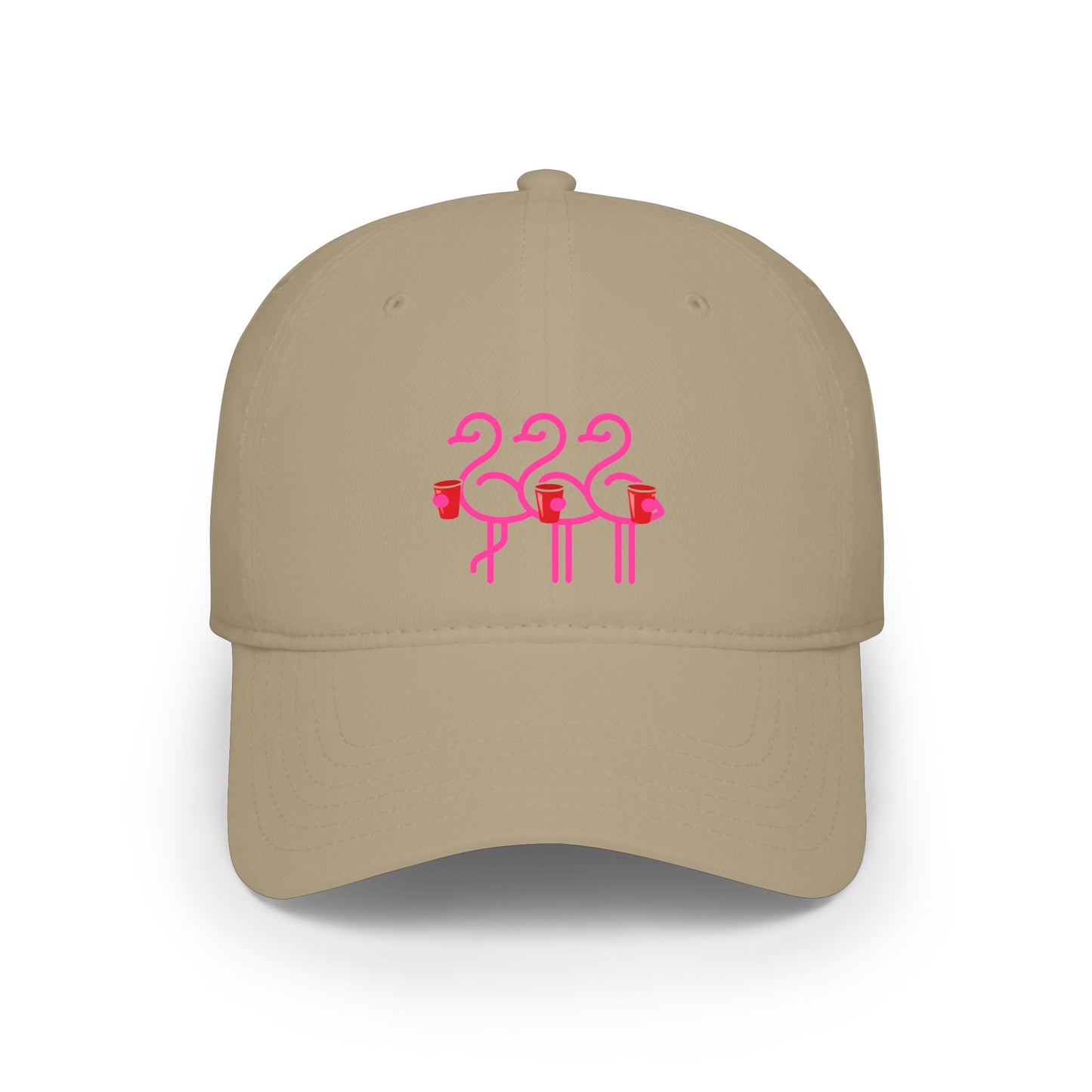 Three Pink Flamingos Baseball Cap | Tropical Bird Embroidery | Red Cup Throuple Life
