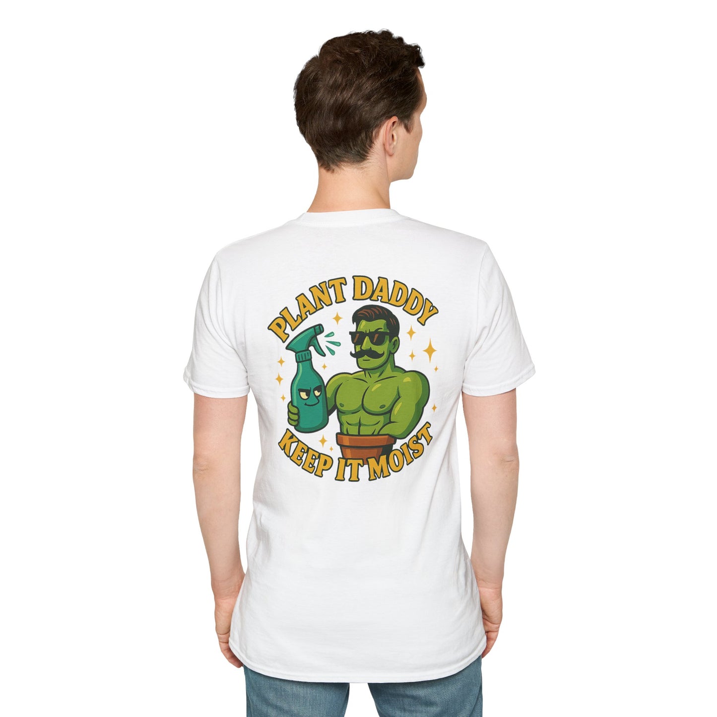 Plant Daddy Keep It Moist T-Shirt | Plant Care Humorous Graphic Tee | 2 Sided Men's T-Shirt Plant Lover