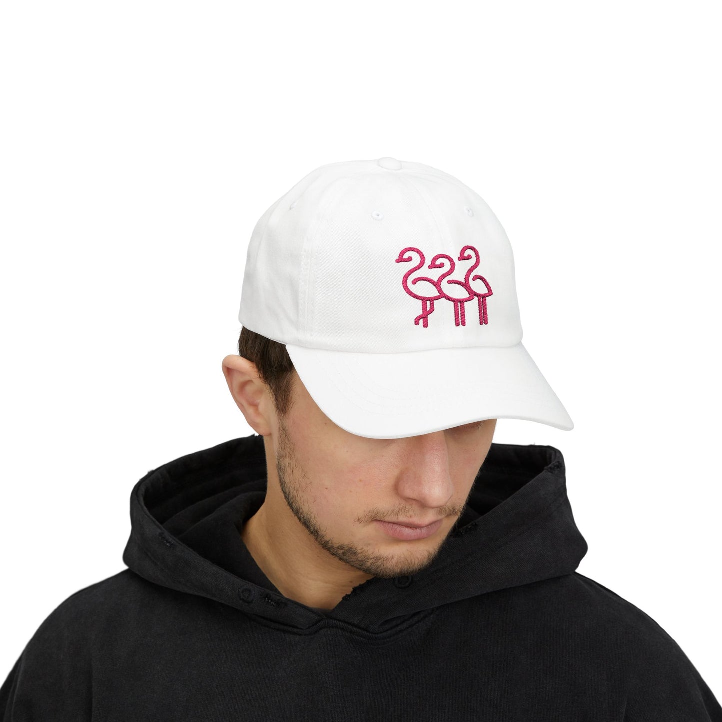 Three Pink Flamingos Dad Cap | Embroidered Flamingo Baseball Hat |Throuple Life