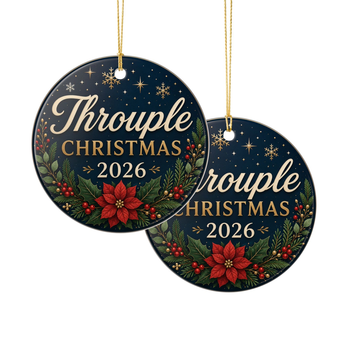 Throuple Christmas 2026 Ceramic Ornament | Elegant Polyamory Christmas Gift | LGBTQ+ Holiday Ornament | Throuple Keepsake