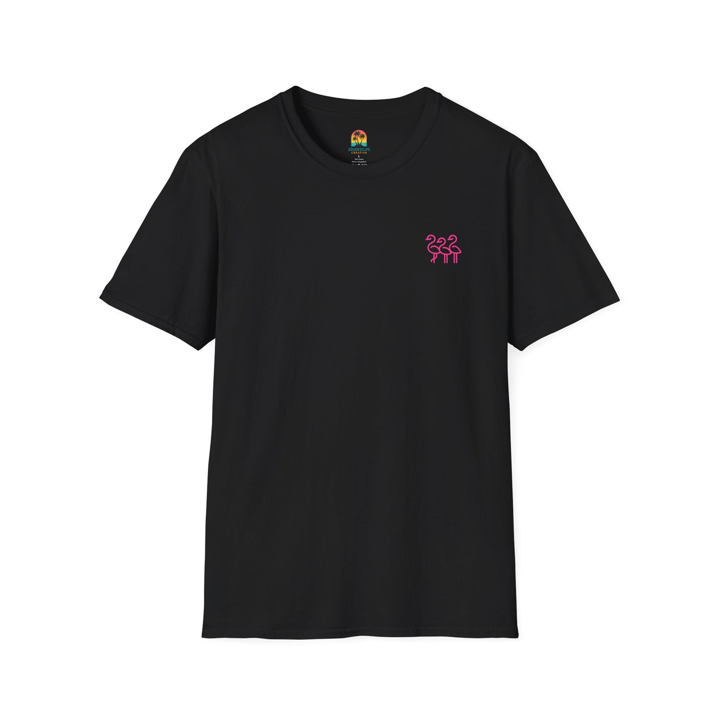 Sunset Palm Trees T-Shirt | Tropical Beach Retro Sunset Graphic | Throuple Shirt Merch Branded Flamingos