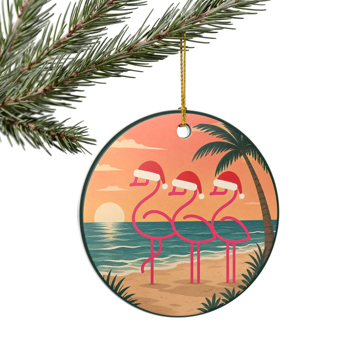 Throuple Christmas Ornament | Flamingo Trio Holiday Ornament | Tropical Christmas Decor | LGBTQ+ Polyamory Gift