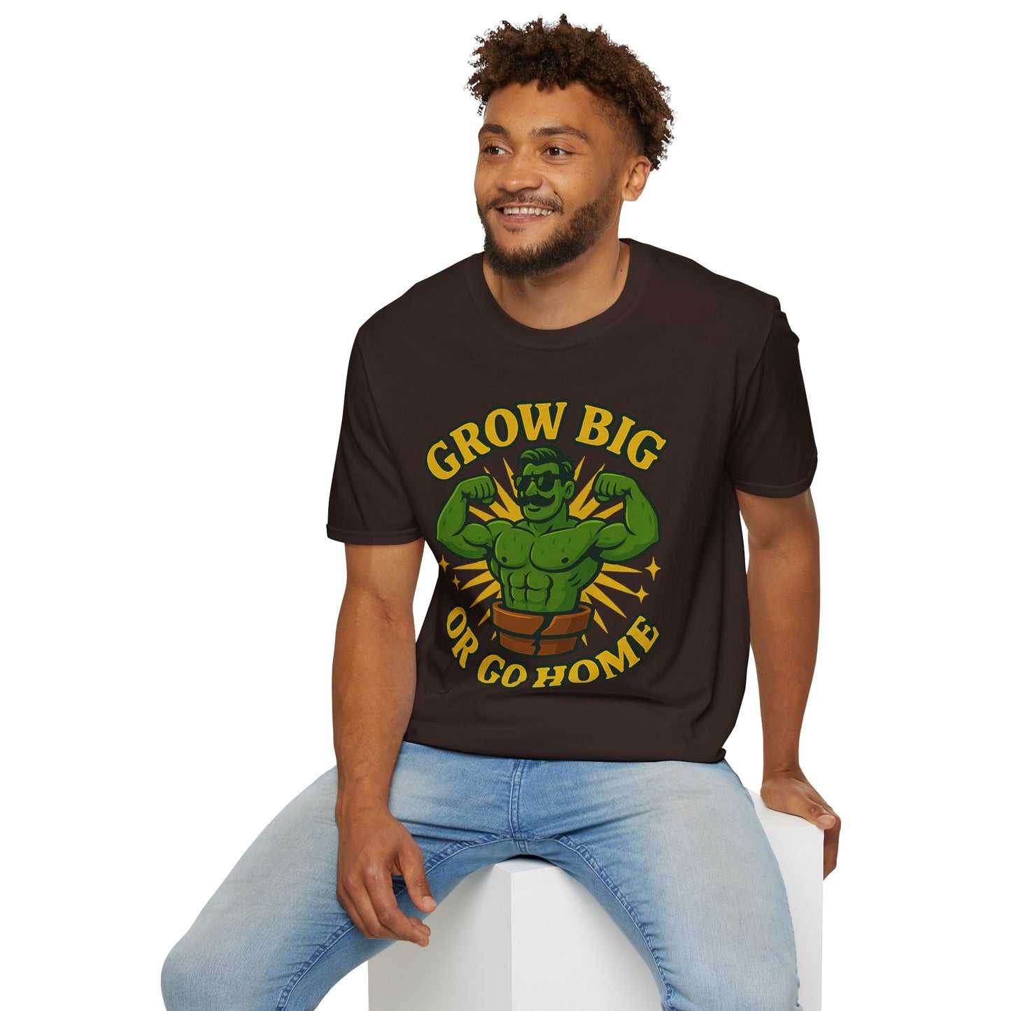 Grow Big or Go Home Plant Monster T-Shirt | Muscle Succulent Graphic Tee | Men's T-Shirt Plant Lover