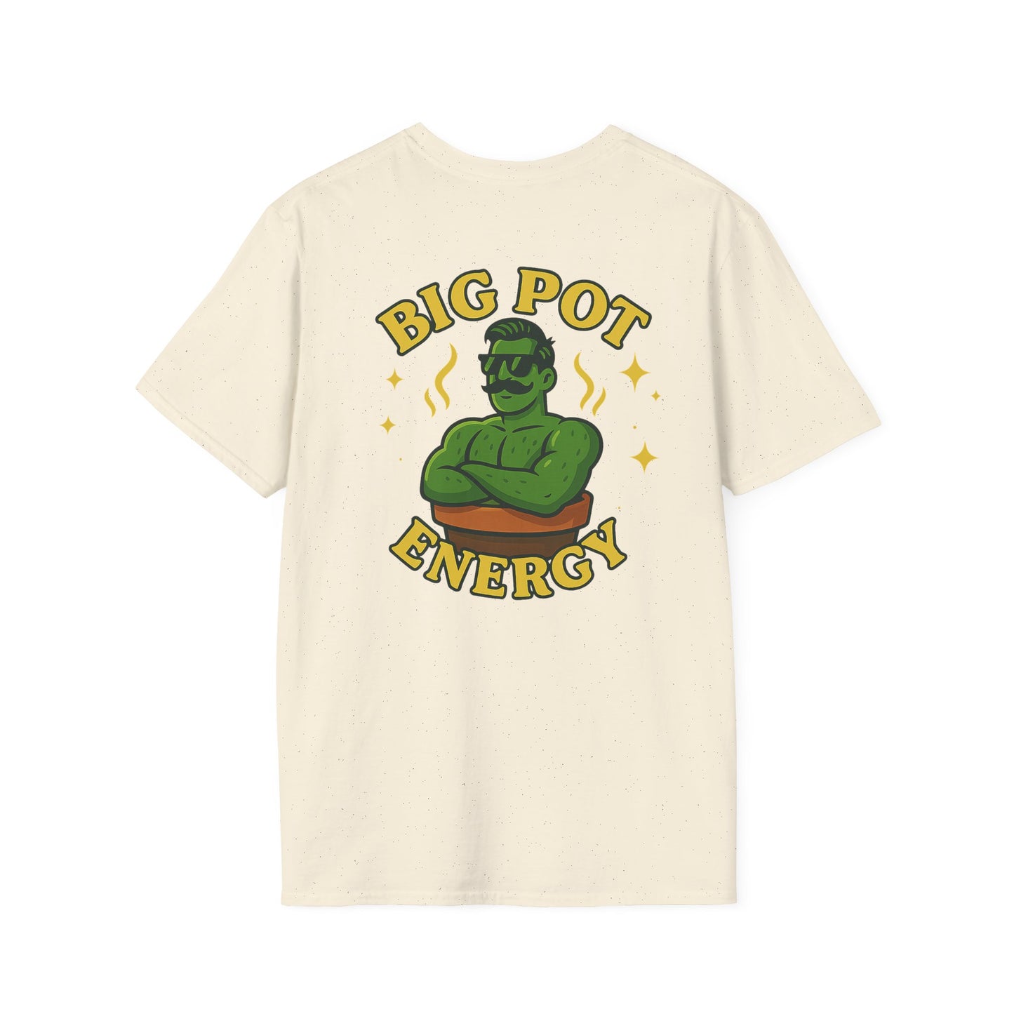 Big Pot Energy T-Shirt | Funny Plant Pot Character | 2 Sided Men's T-Shirt Plant Lover