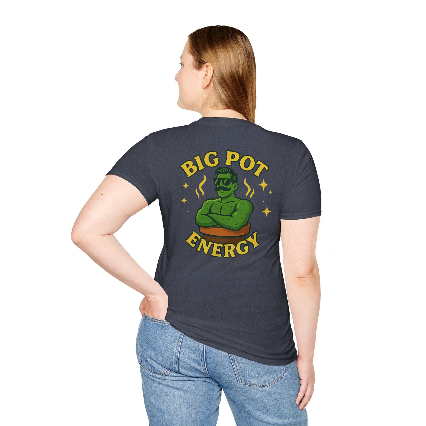 Big Pot Energy T-Shirt | Funny Plant Pot Character | 2 Sided Men's T-Shirt Plant Lover