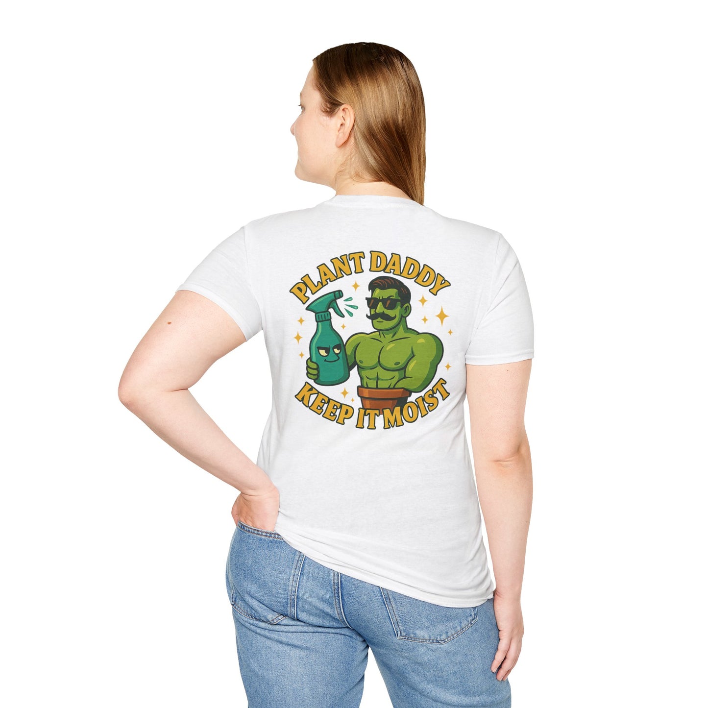 Plant Daddy Keep It Moist T-Shirt | Plant Care Humorous Graphic Tee | 2 Sided Men's T-Shirt Plant Lover