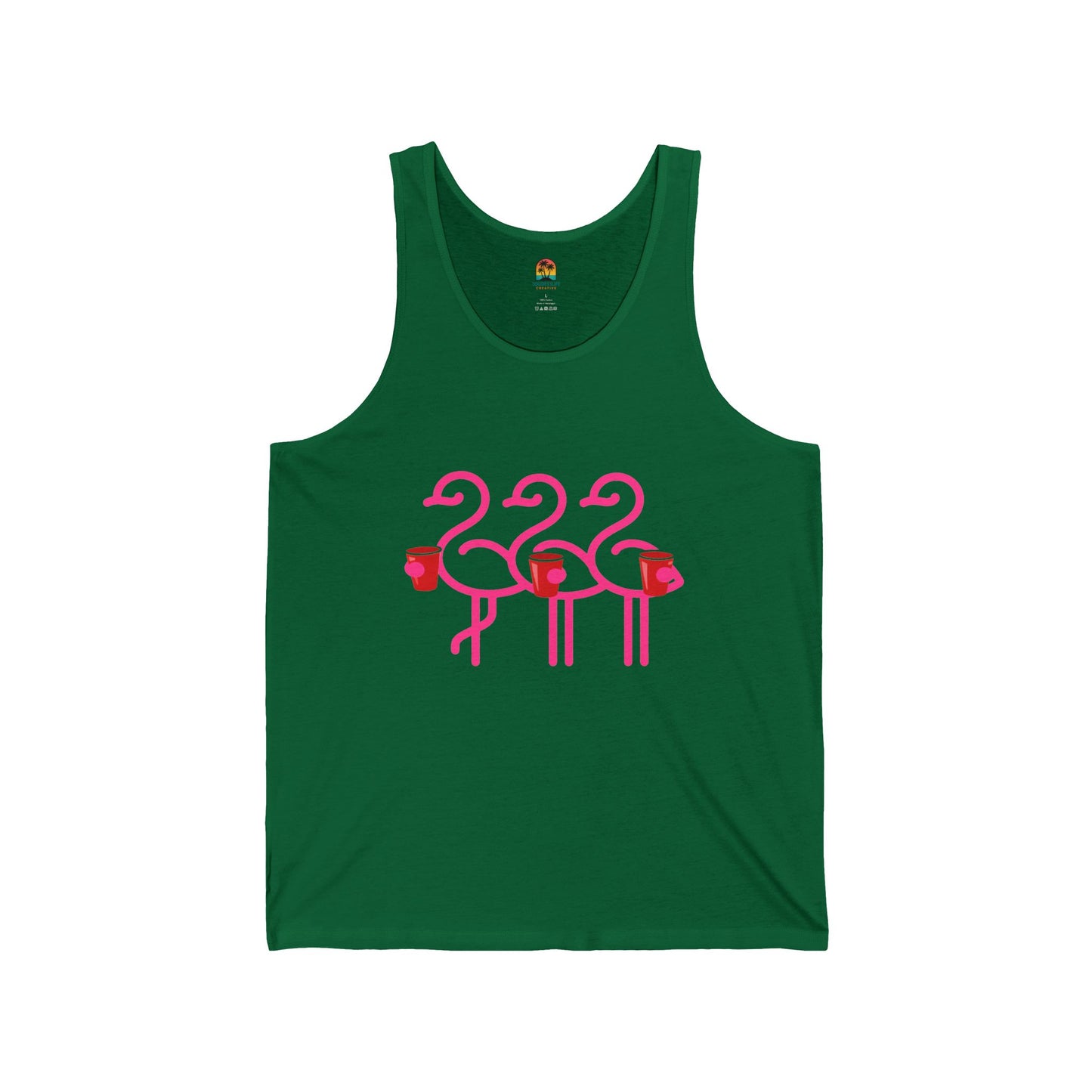 Pink Flamingo Trio Tank | Tropical Summer Beach Party | Red Cup Throuple Life