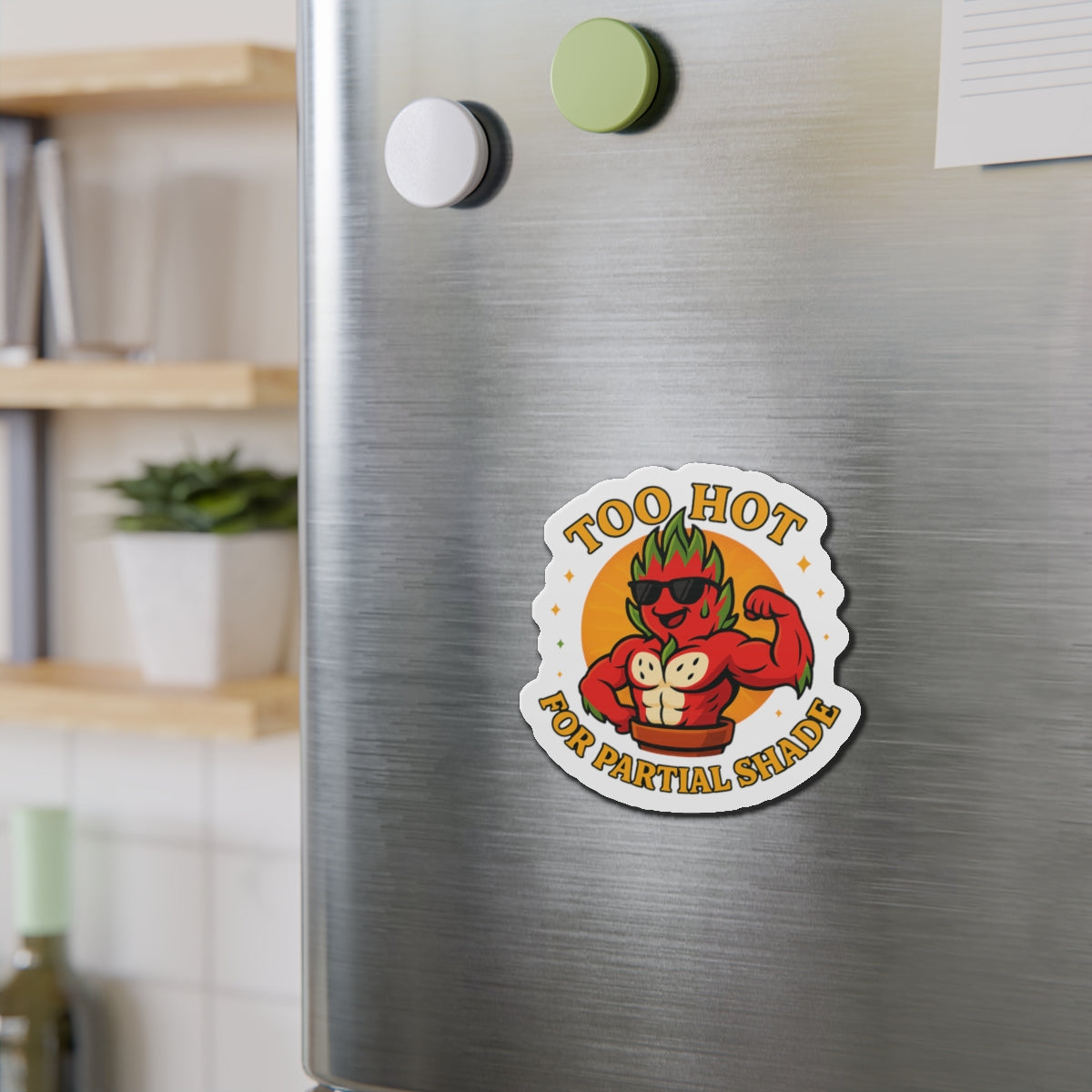 Too Hot Muscle Dragon Fruit Die-Cut Magnet | Funny  Pot Magnet | Funny Magnet for Plant Lovers
