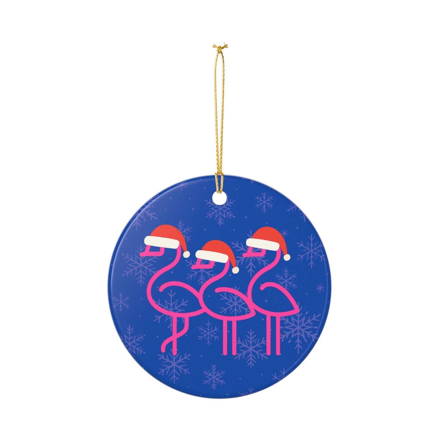Pink Flamingo Trio Christmas Ornament | Ceramic Holiday Decoration | Throuple Ornament