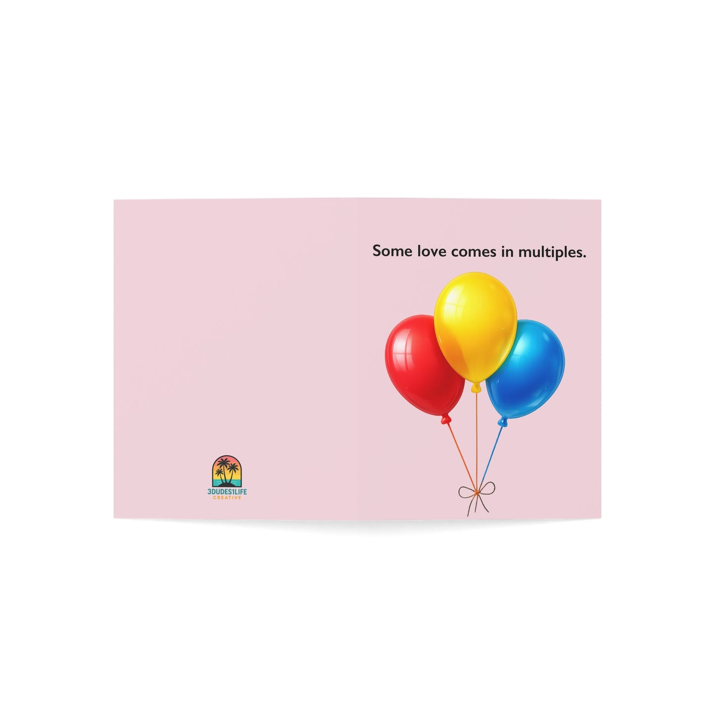 Some Love Comes in Multiples balloon illustration Greeting Card | Throuple Birthday Card | LGBTQ Celebration