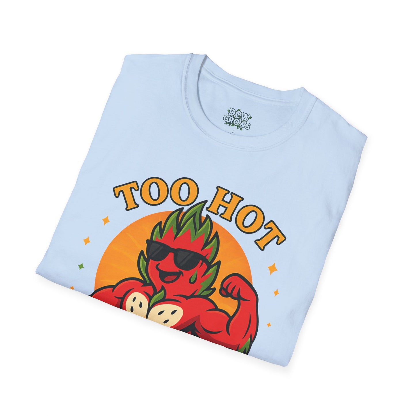 Too Hot For Partial Shade T-Shirt | Flaming Dragon Fruit Cartoon Design | Men's T-Shirt Plant Lover