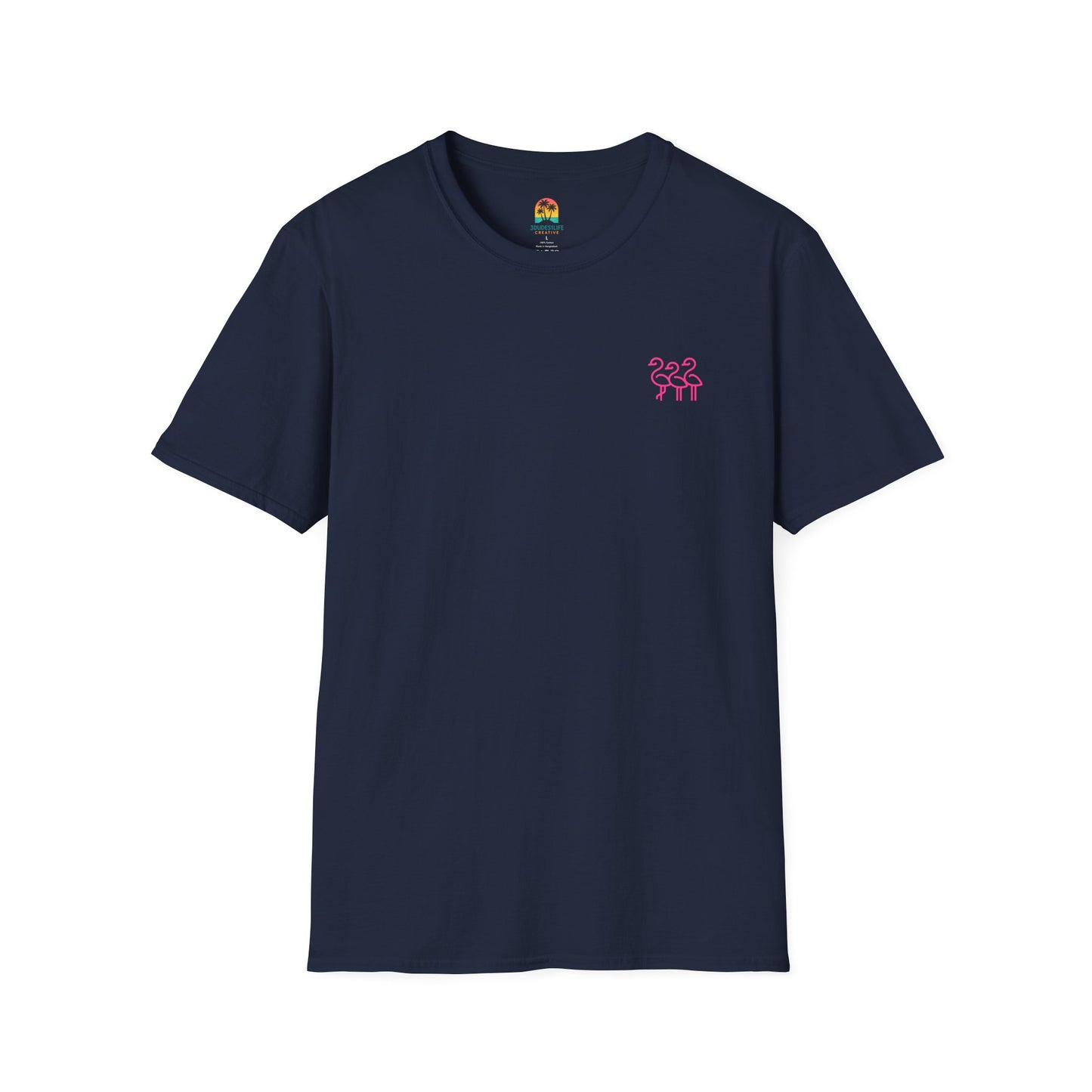 Sunset Palm Trees T-Shirt | Tropical Beach Retro Sunset Graphic | Throuple Shirt Merch Branded Flamingos
