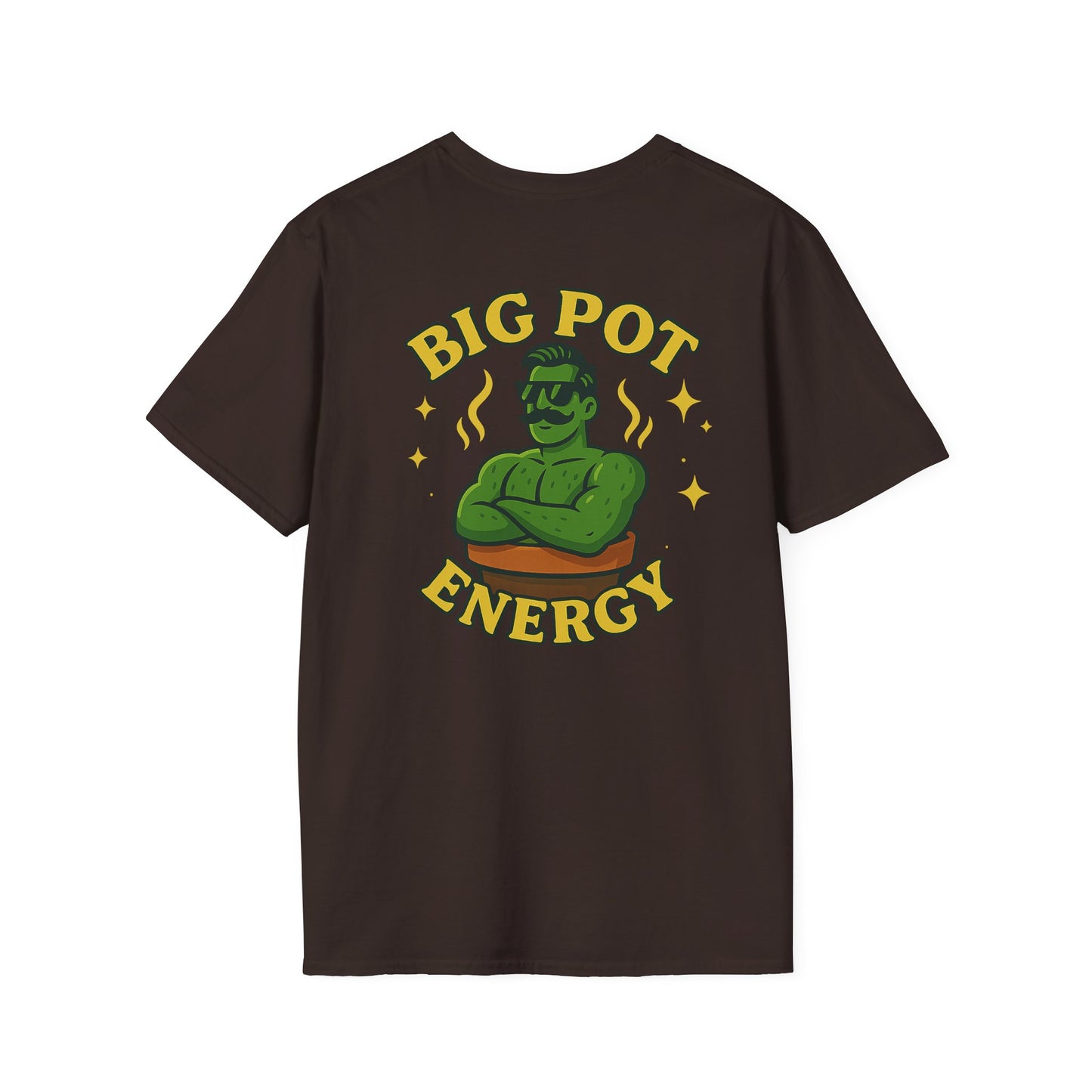 Big Pot Energy T-Shirt | Funny Plant Pot Character | 2 Sided Men's T-Shirt Plant Lover