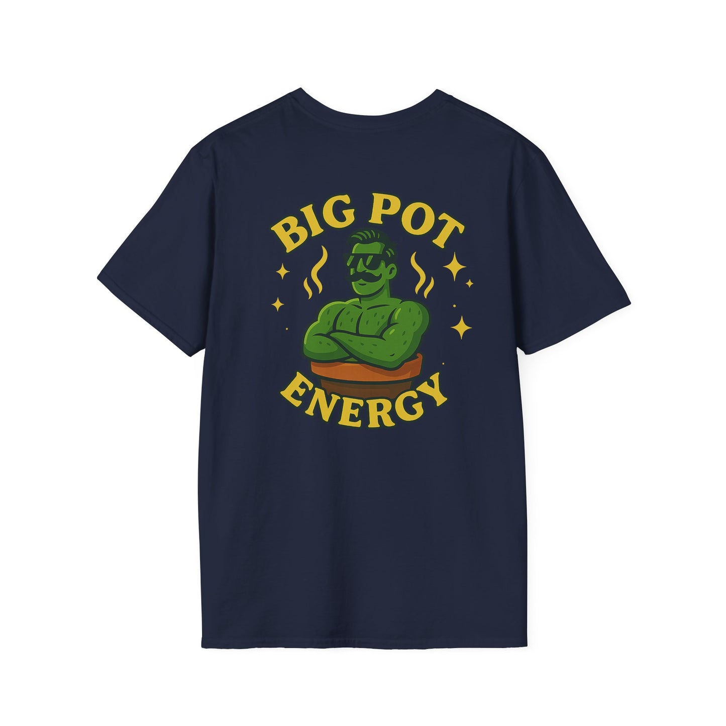 Big Pot Energy T-Shirt | Funny Plant Pot Character | 2 Sided Men's T-Shirt Plant Lover