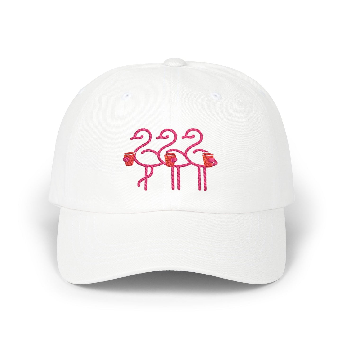 Three Pink Flamingos Dad Cap | Embroidered Baseball Hat | Red Cup Throuple Life