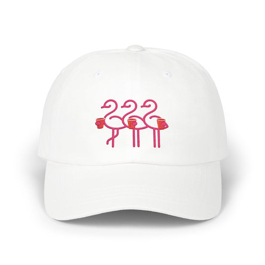 Three Pink Flamingos Dad Cap | Embroidered Baseball Hat | Red Cup Throuple Life