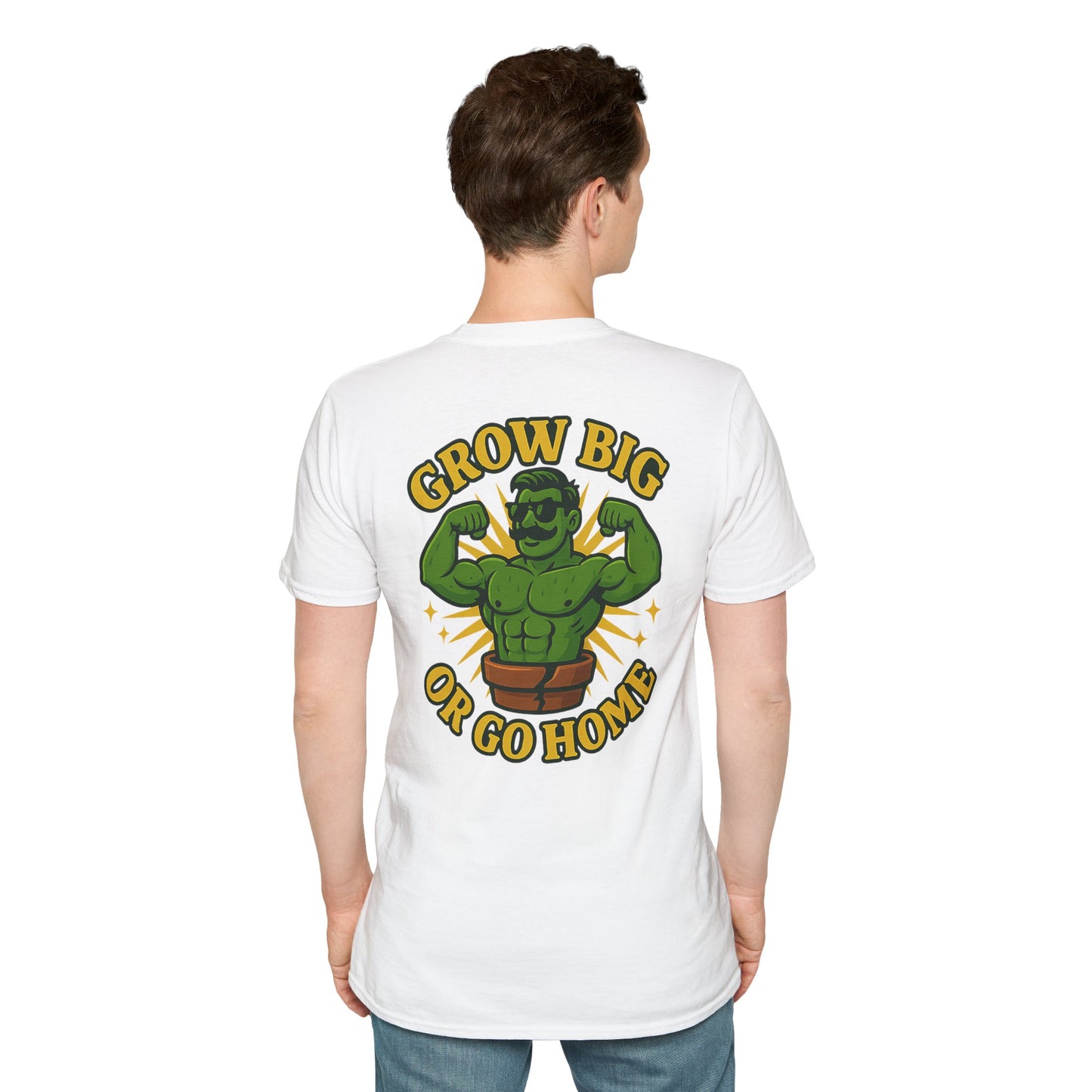 Grow Big or Go Home T-Shirt | Muscular Hulk Plant Fitness Graphic | 2 Sided Men's T-Shirt Plant Lover