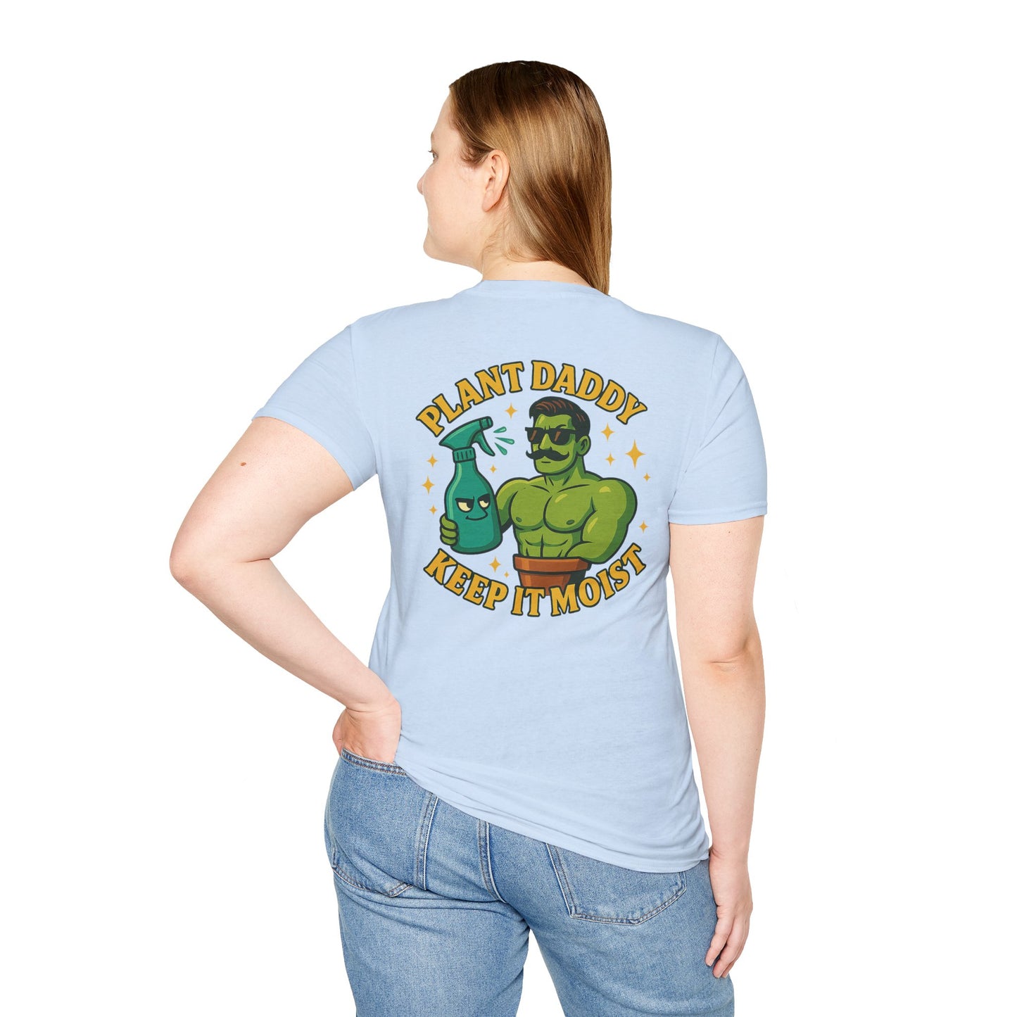 Plant Daddy Keep It Moist T-Shirt | Plant Care Humorous Graphic Tee | 2 Sided Men's T-Shirt Plant Lover