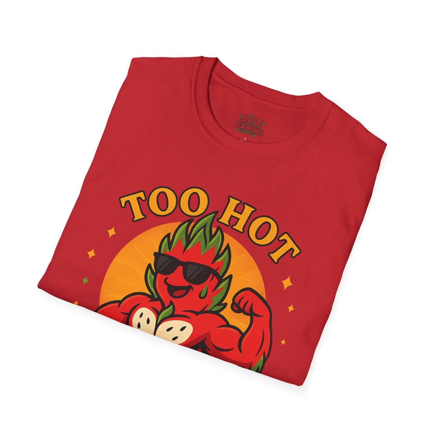 Too Hot For Partial Shade T-Shirt | Flaming Dragon Fruit Cartoon Design | Men's T-Shirt Plant Lover