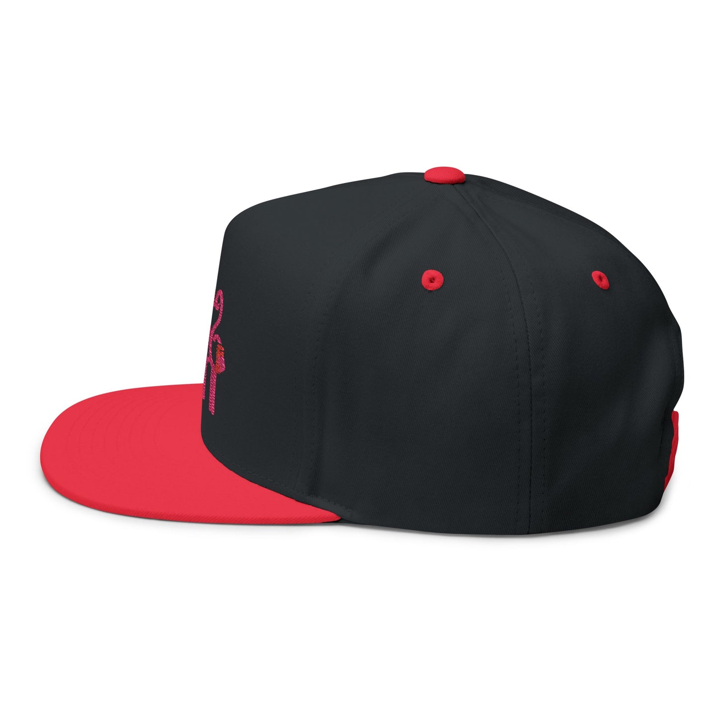 Three Pink Flamingos Embroidered Flat Bill Cap | Tropical Bird Hat | Red Cup Throuple Life