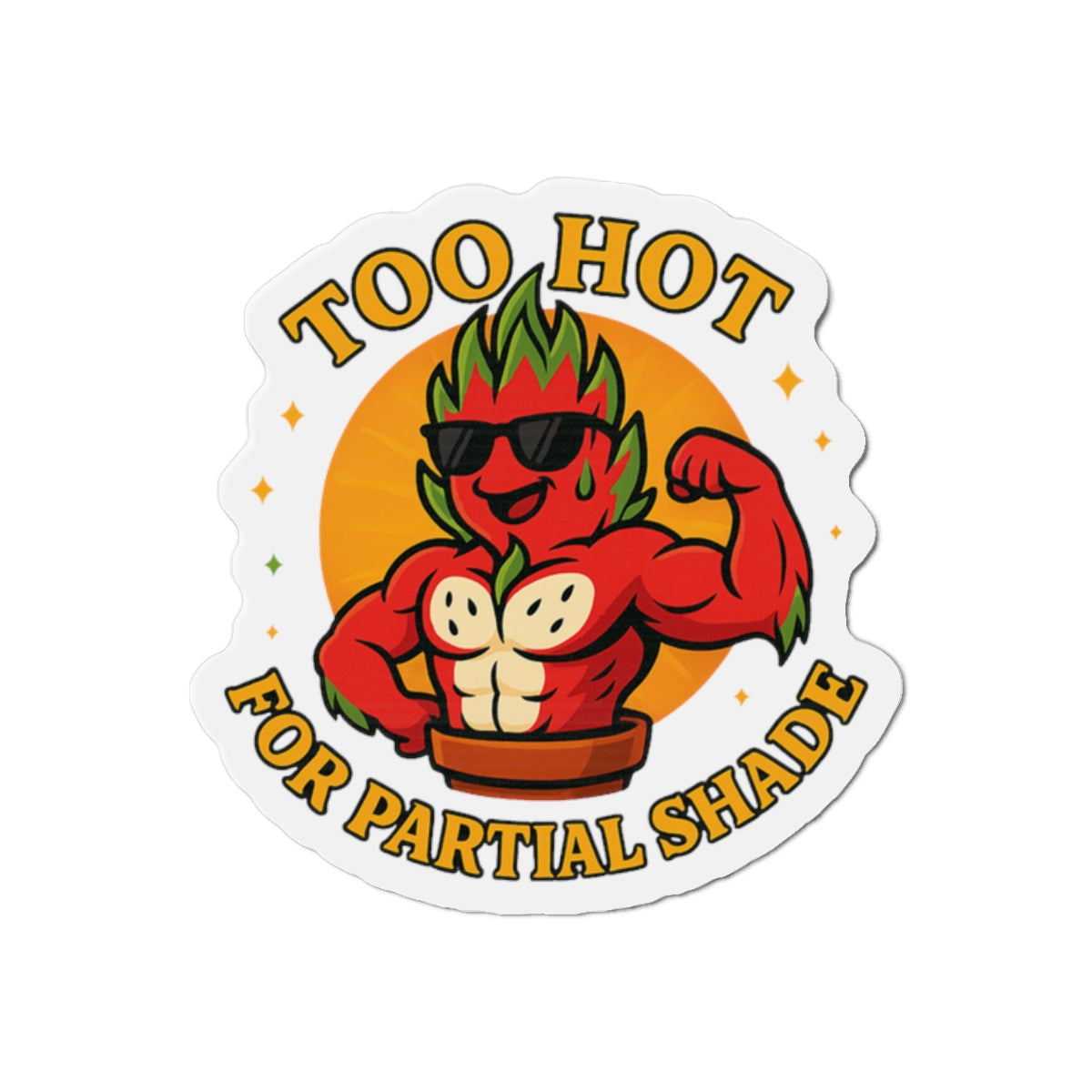 Too Hot Muscle Dragon Fruit Die-Cut Magnet | Funny  Pot Magnet | Funny Magnet for Plant Lovers
