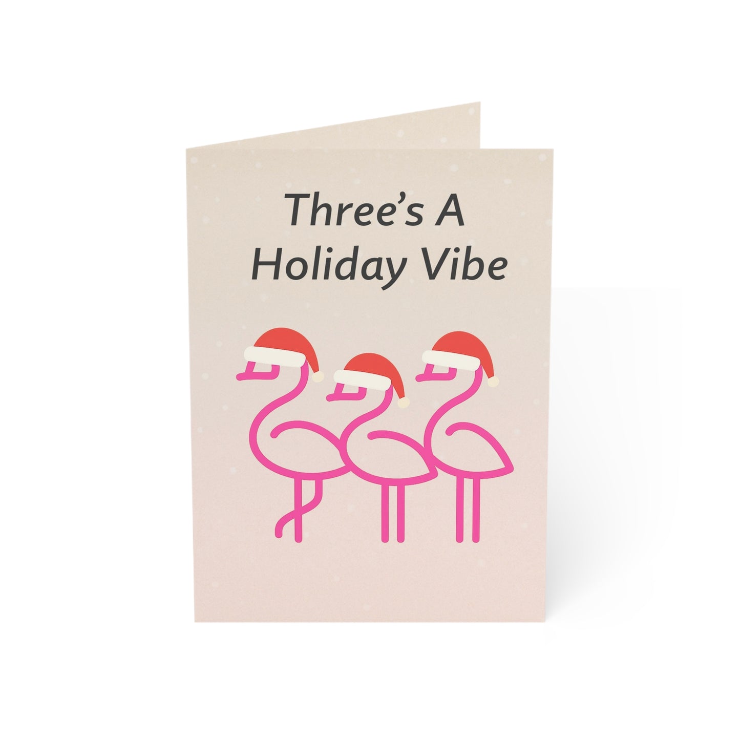 Three's A Holiday Vibe flamingo Christmas Greeting Card | Throuple Holiday Cards