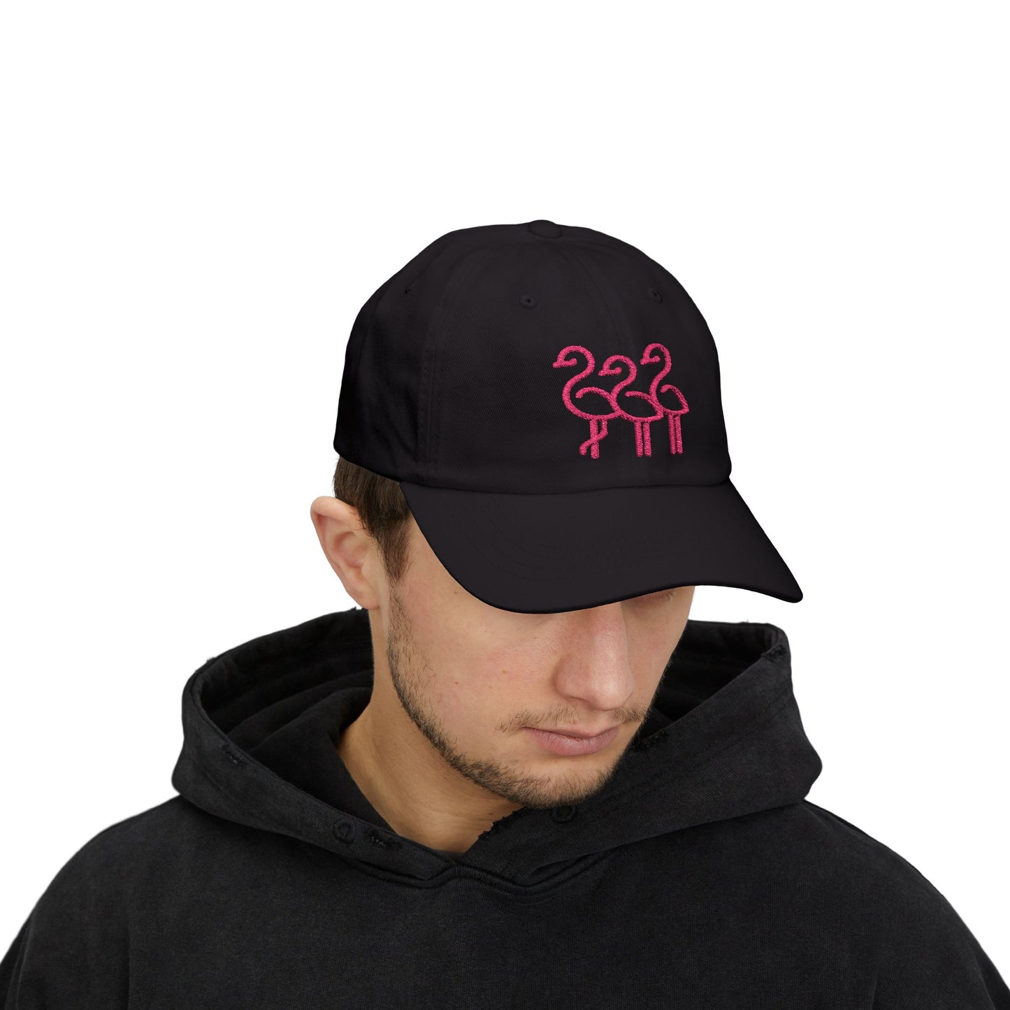 Three Pink Flamingos Dad Cap | Embroidered Flamingo Baseball Hat |Throuple Life