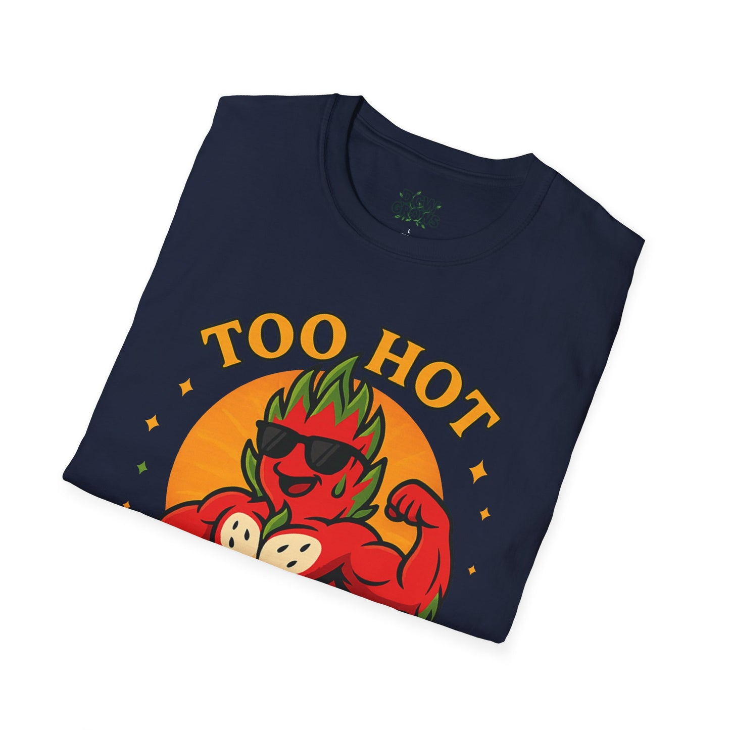 Too Hot For Partial Shade T-Shirt | Flaming Dragon Fruit Cartoon Design | Men's T-Shirt Plant Lover