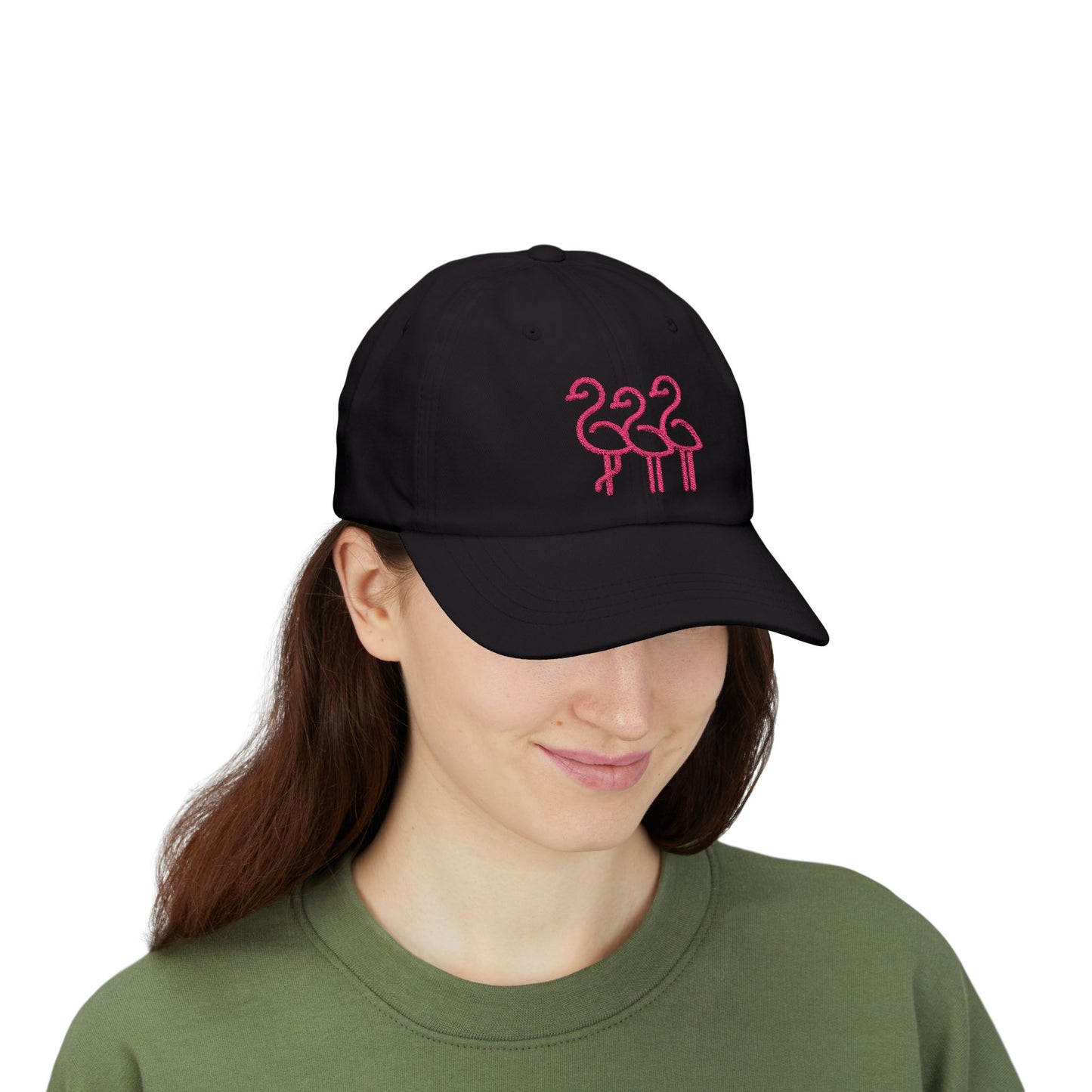 Three Pink Flamingos Dad Cap | Embroidered Flamingo Baseball Hat |Throuple Life