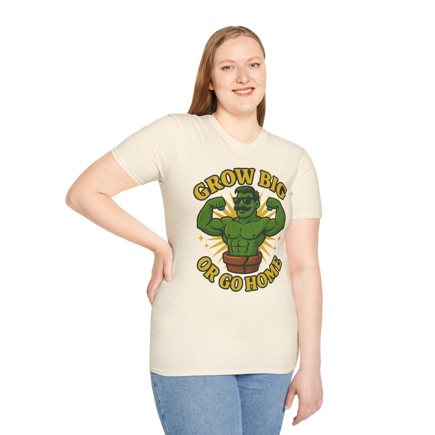 Grow Big or Go Home Plant Monster T-Shirt | Muscle Succulent Graphic Tee | Men's T-Shirt Plant Lover