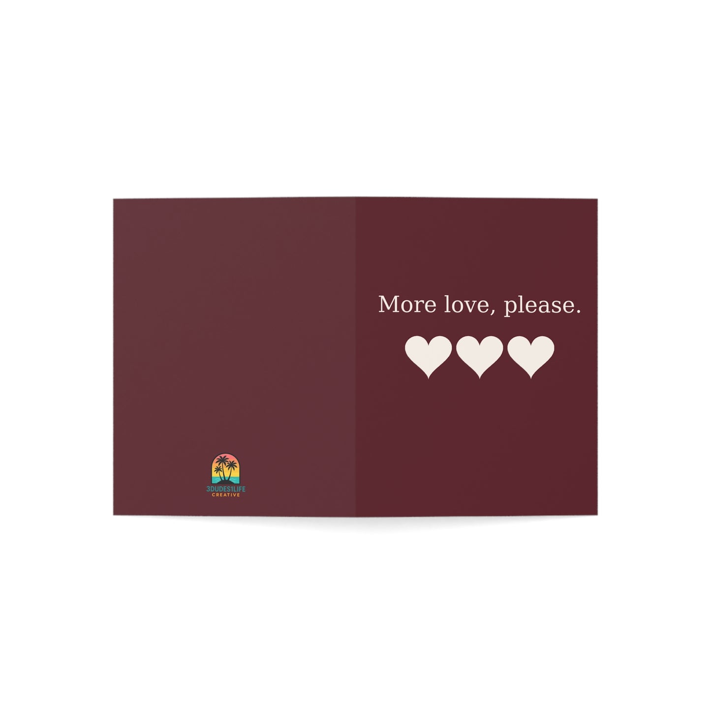 More Love Please hearts Greeting Card | Happy Valentine's Day Inside, Pack Options | Throuple Valentine's Day Card
