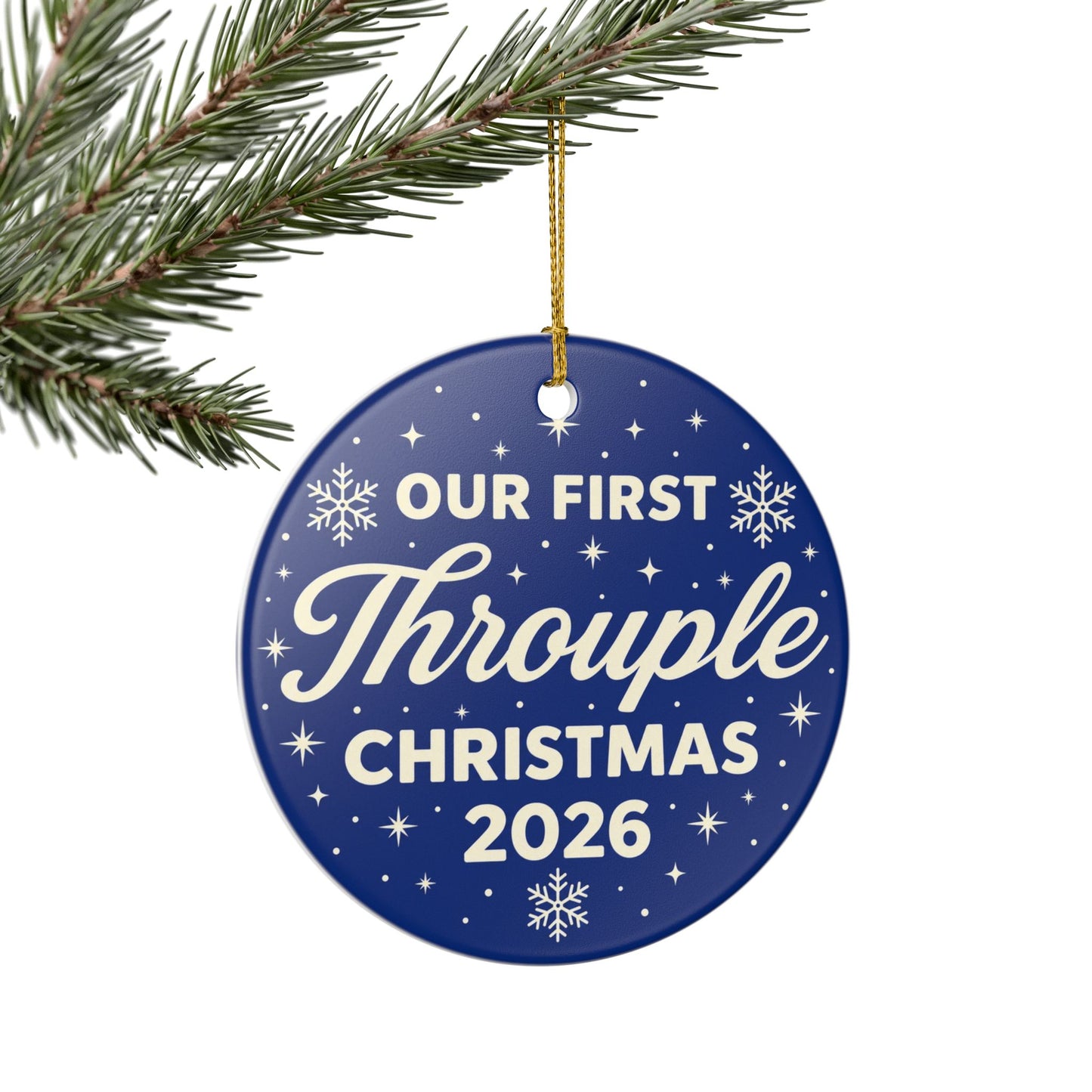 Our First Throuple Christmas 2026 Ornament | Blue Ceramic Ornament | Polyamory Christmas Gift | LGBTQ+ Holiday Keepsake