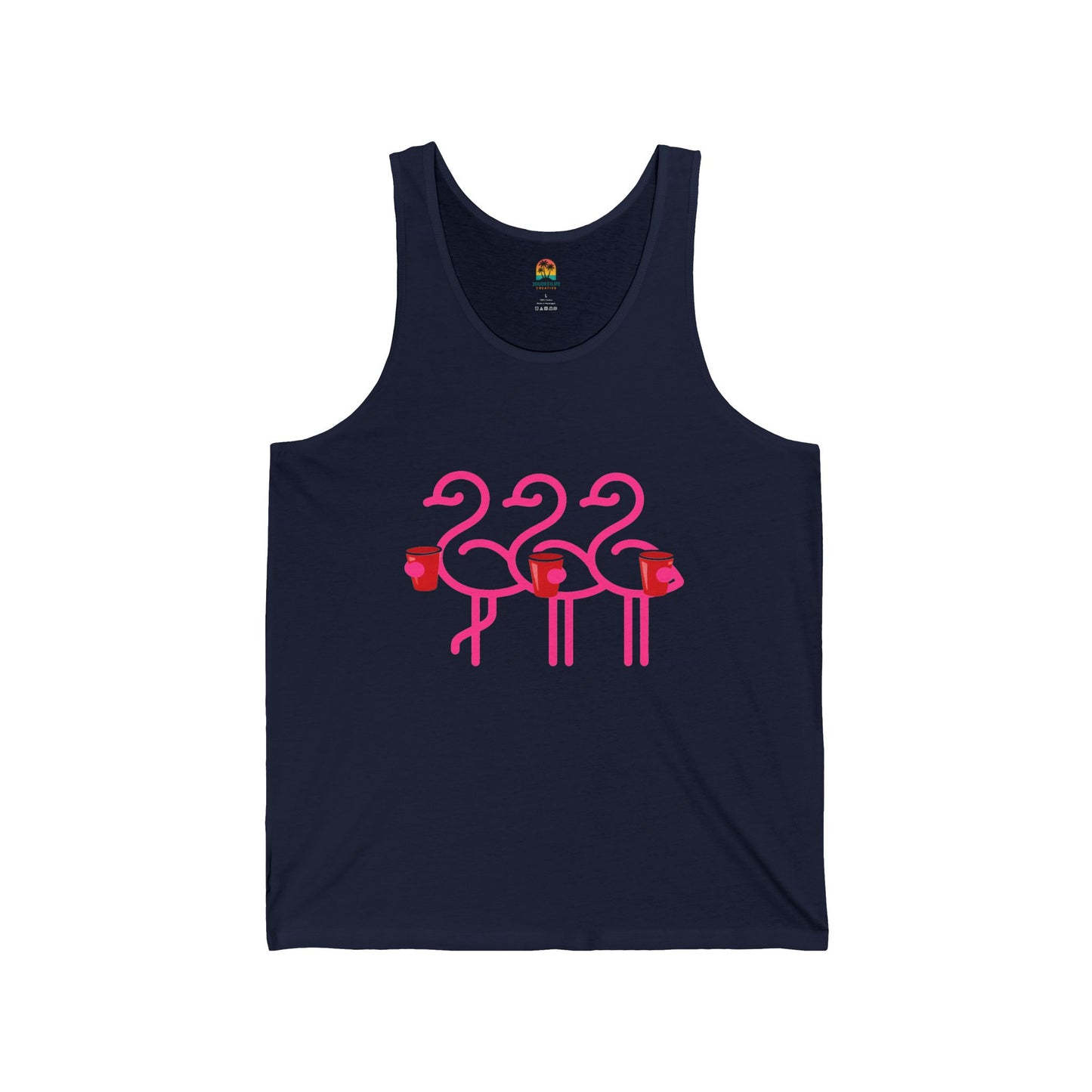 Pink Flamingo Trio Tank | Tropical Summer Beach Party | Red Cup Throuple Life