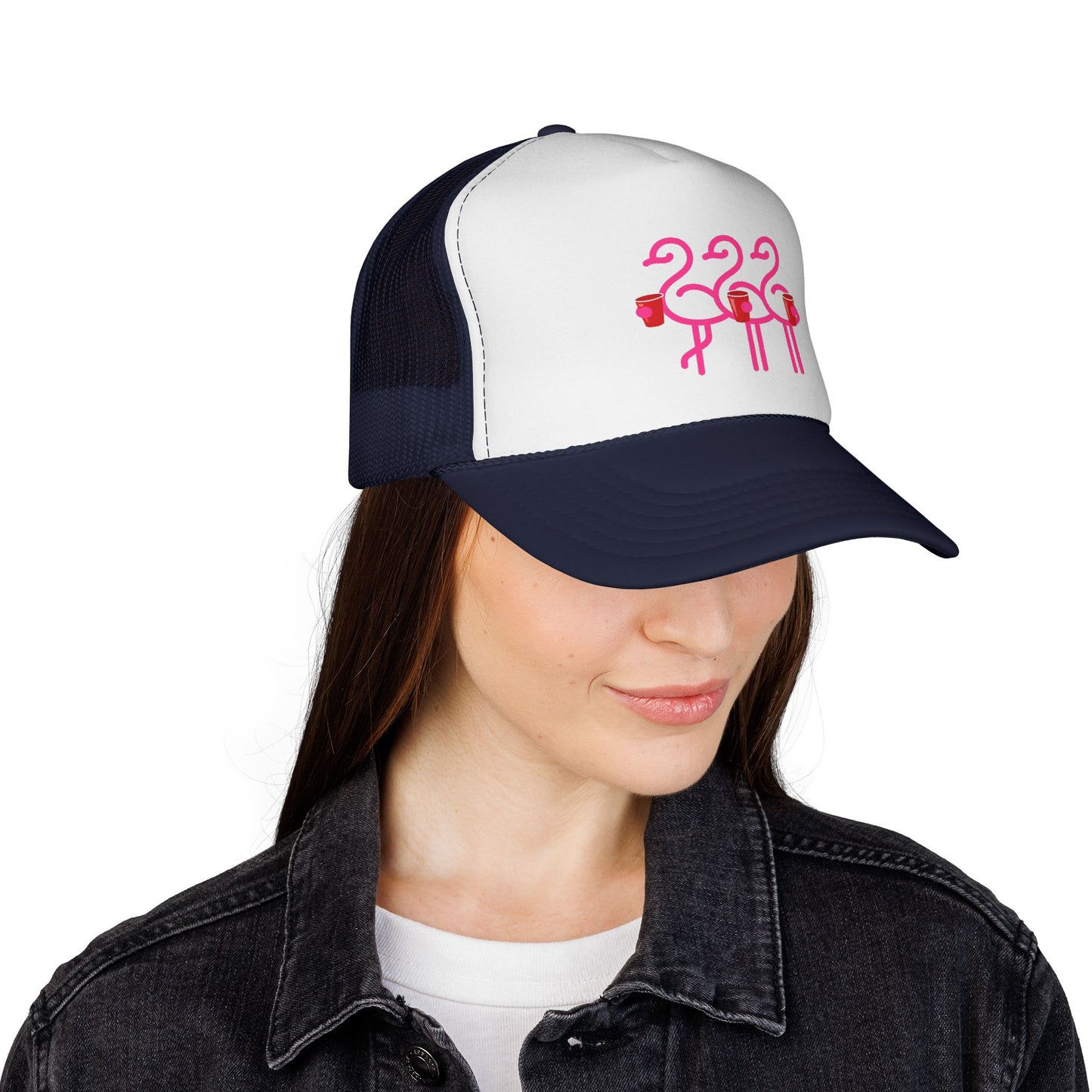 Pink Flamingo Trio Trucker | Fun Throuple Life Hat