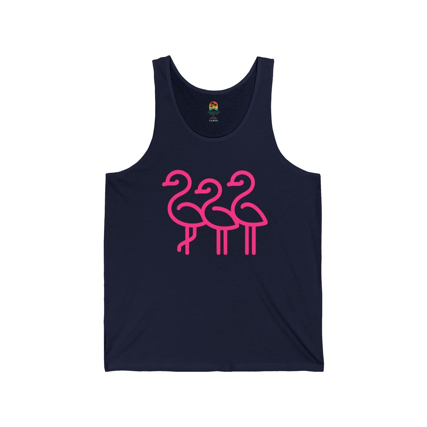 Three Pink Flamingos Tank Top | Minimal Beach Summer Graphic | Throuple Flamingo Tank Top