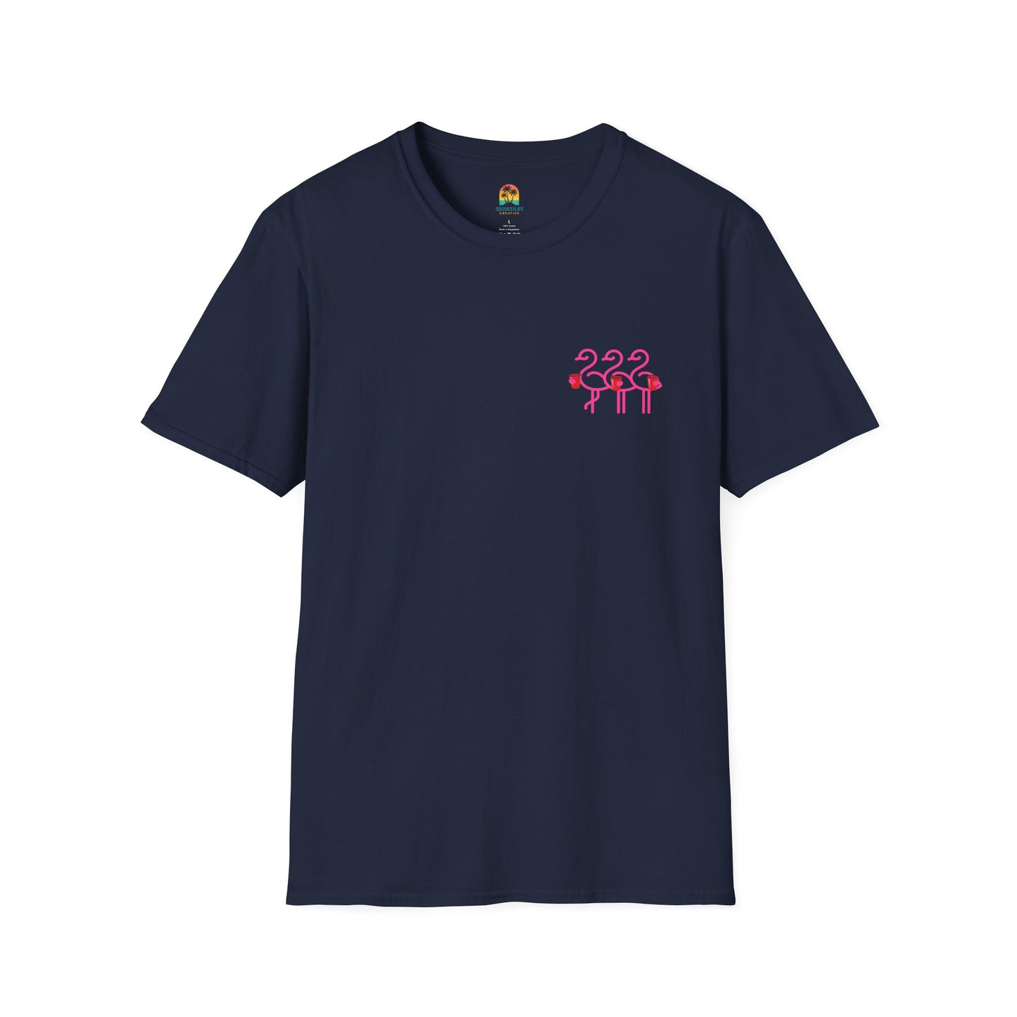 Three Pink Flamingos T-Shirt | Summer Print Shirt | Red Cup Throuple Life
