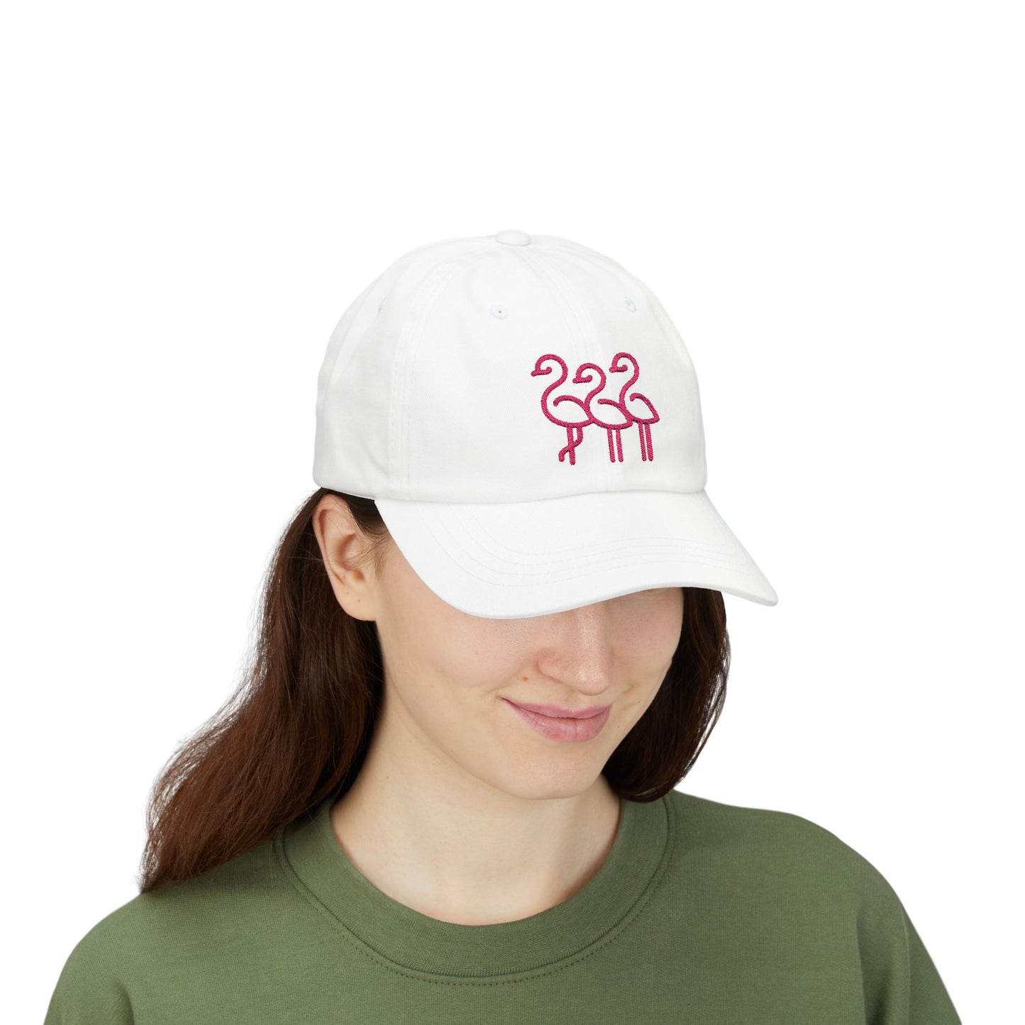 Three Pink Flamingos Dad Cap | Embroidered Flamingo Baseball Hat |Throuple Life