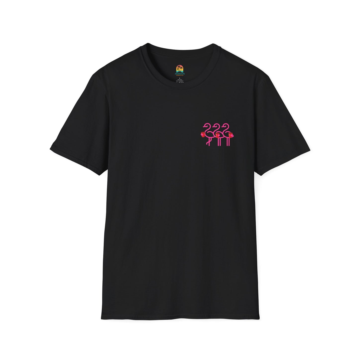 Three Pink Flamingos T-Shirt | Summer Print Shirt | Red Cup Throuple Life