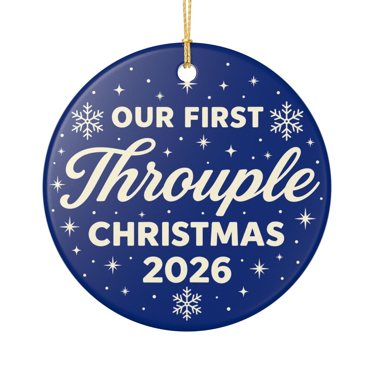 Our First Throuple Christmas 2026 Ornament | Blue Ceramic Ornament | Polyamory Christmas Gift | LGBTQ+ Holiday Keepsake