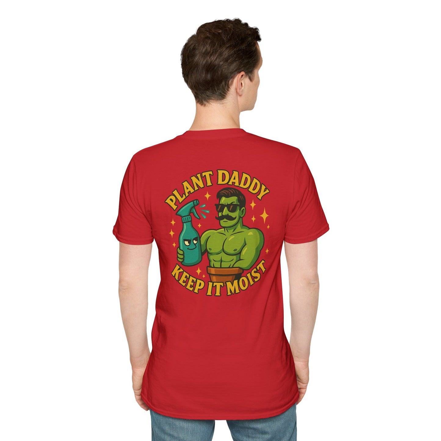 Plant Daddy Keep It Moist T-Shirt | Plant Care Humorous Graphic Tee | 2 Sided Men's T-Shirt Plant Lover