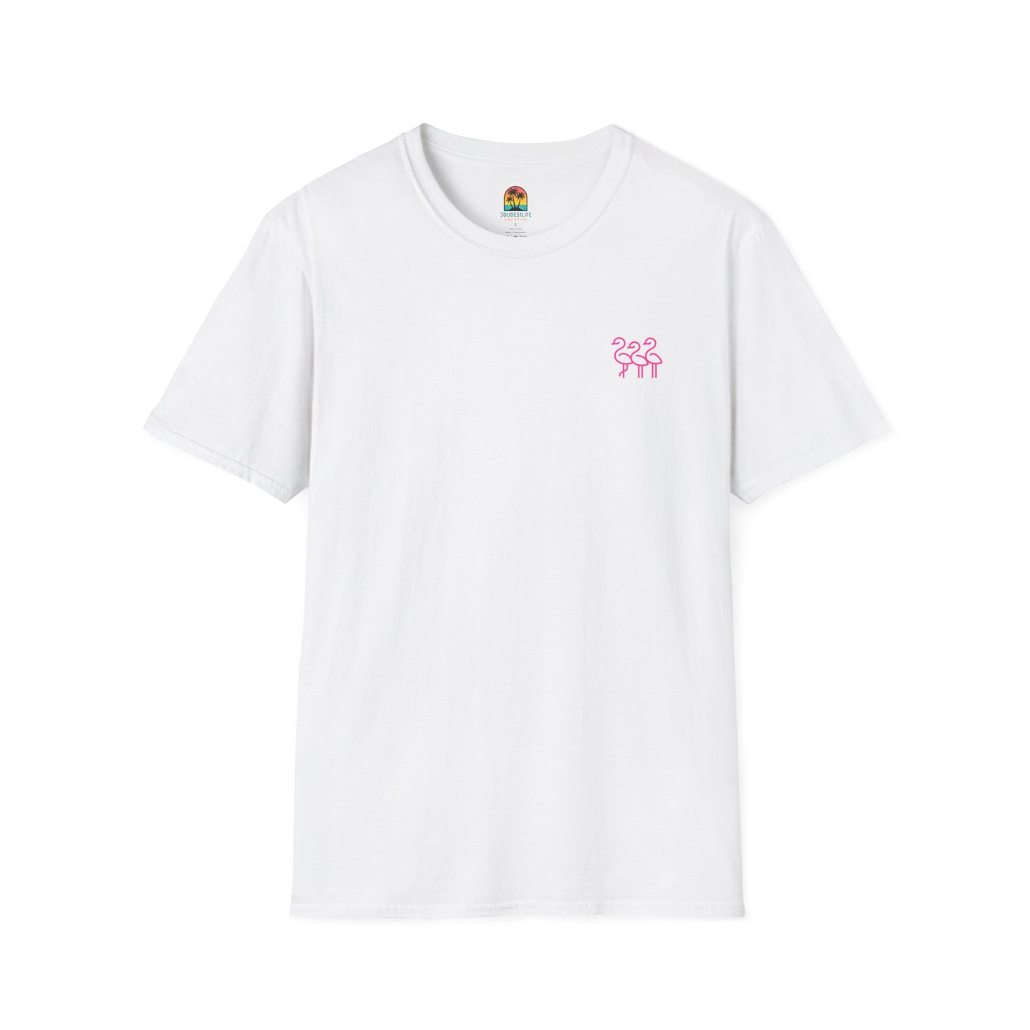 Sunset Palm Trees T-Shirt | Tropical Beach Retro Sunset Graphic | Throuple Shirt Merch Branded Flamingos